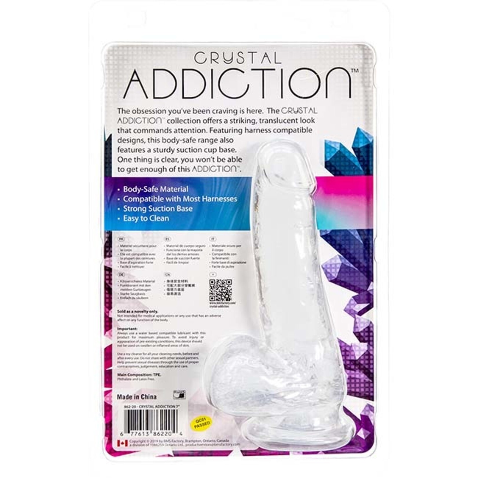 Addiction Crystal Addiction - 7" Clear Dildo with Balls