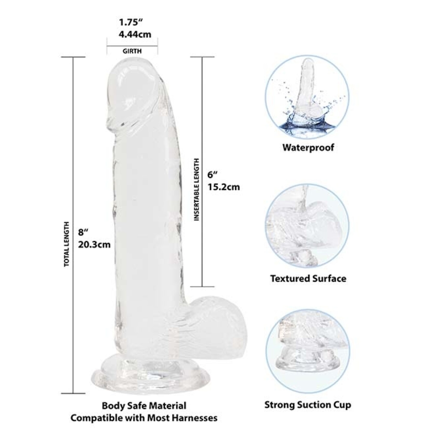 Addiction Crystal Addiction 8" Dildo with Balls
