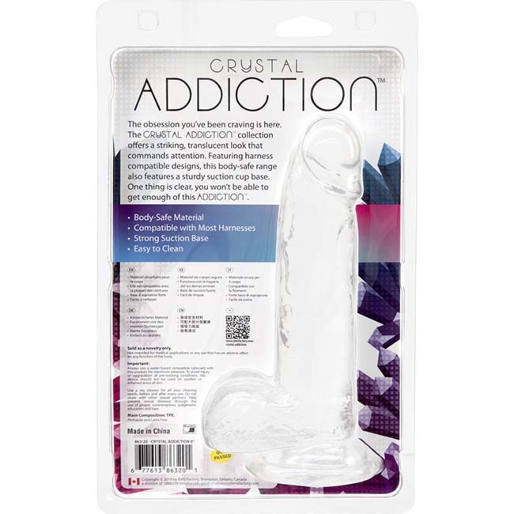 Addiction Crystal Addiction 8" Dildo with Balls