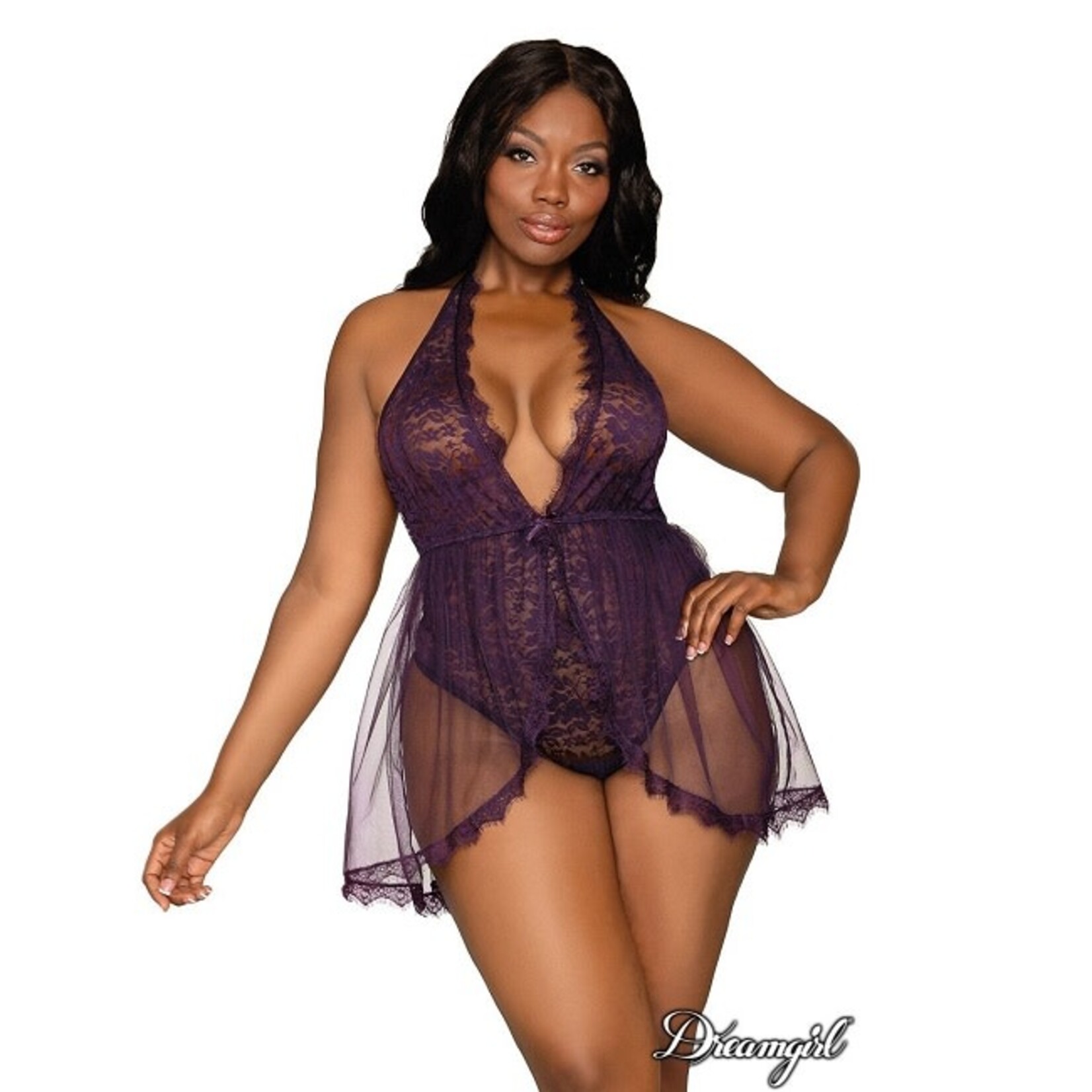 Dreamgirl Dreamgirl Lace Teddy with Hi-Lo Skirt OSX