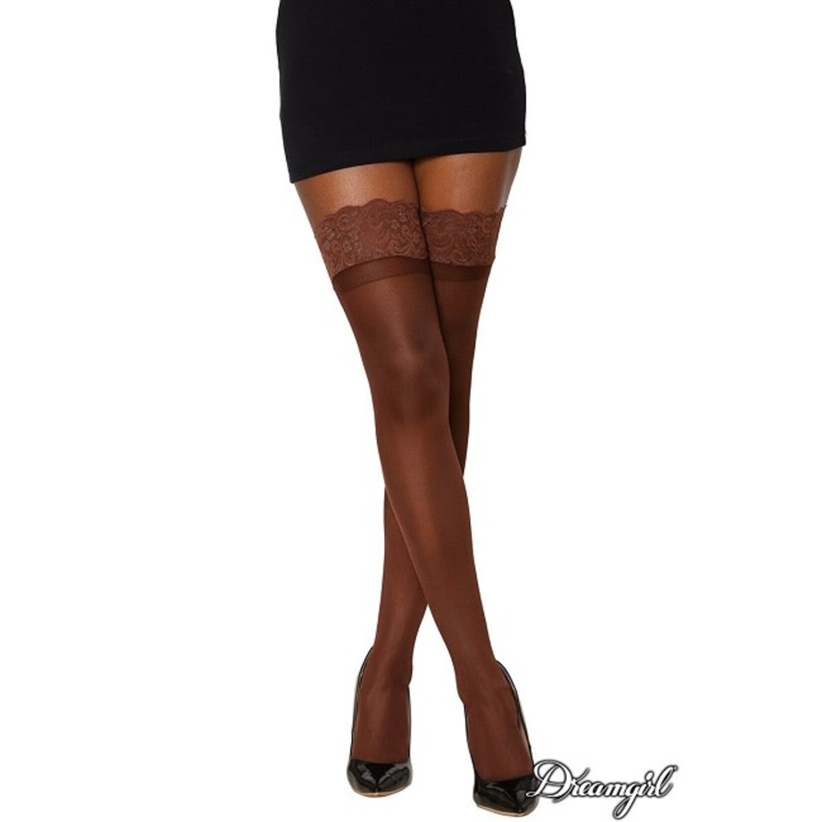 Dreamgirl Dreamgirl Tuscany Sheer Lace Top Stocking with Stay Ups OS