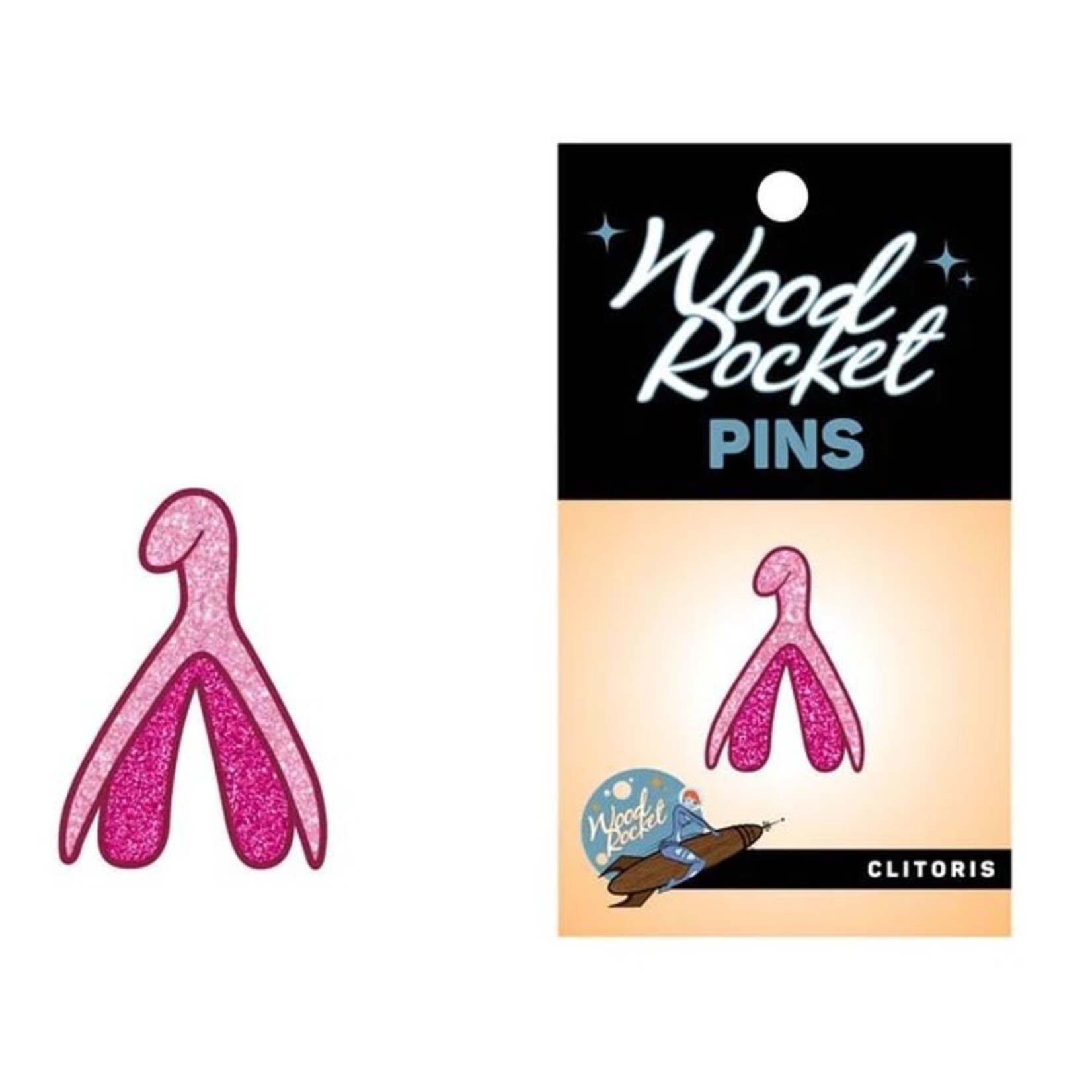 WoodRocket Enamel Pin Glitter Clitoris