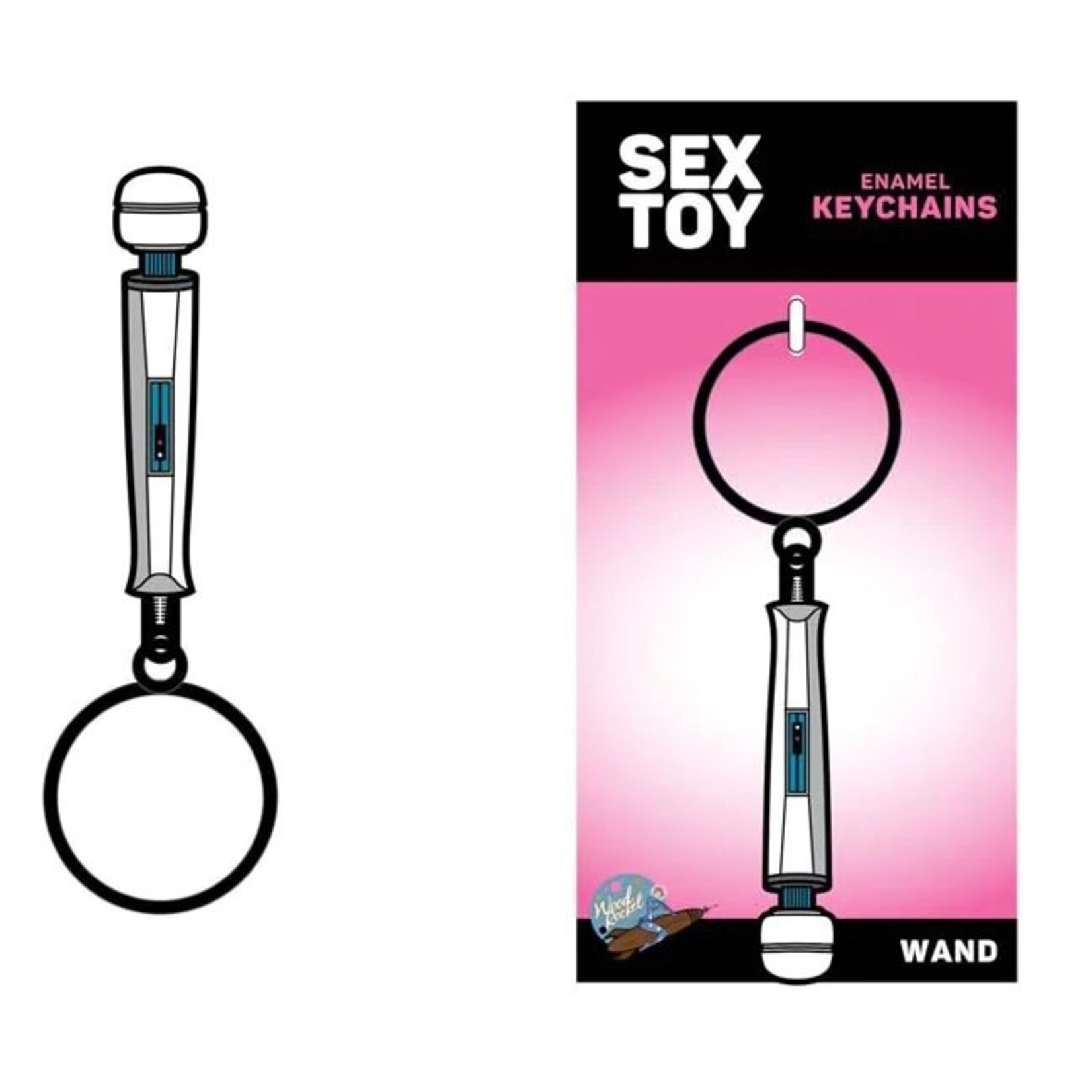 WoodRocket Wand Massager Enamel Keychain