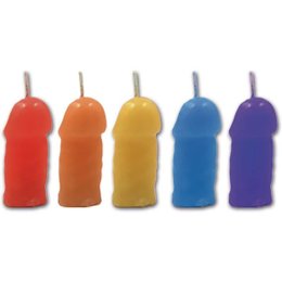 Rainbow Party Pecker Candles 5 Pack