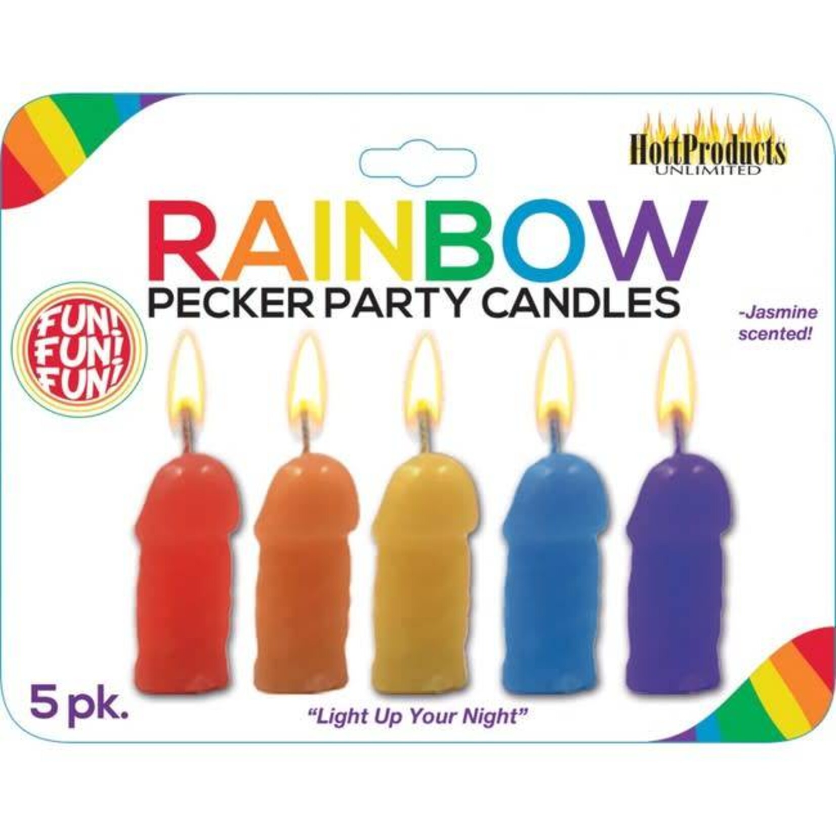 Hott Products Rainbow Party Pecker Candles 5 Pack