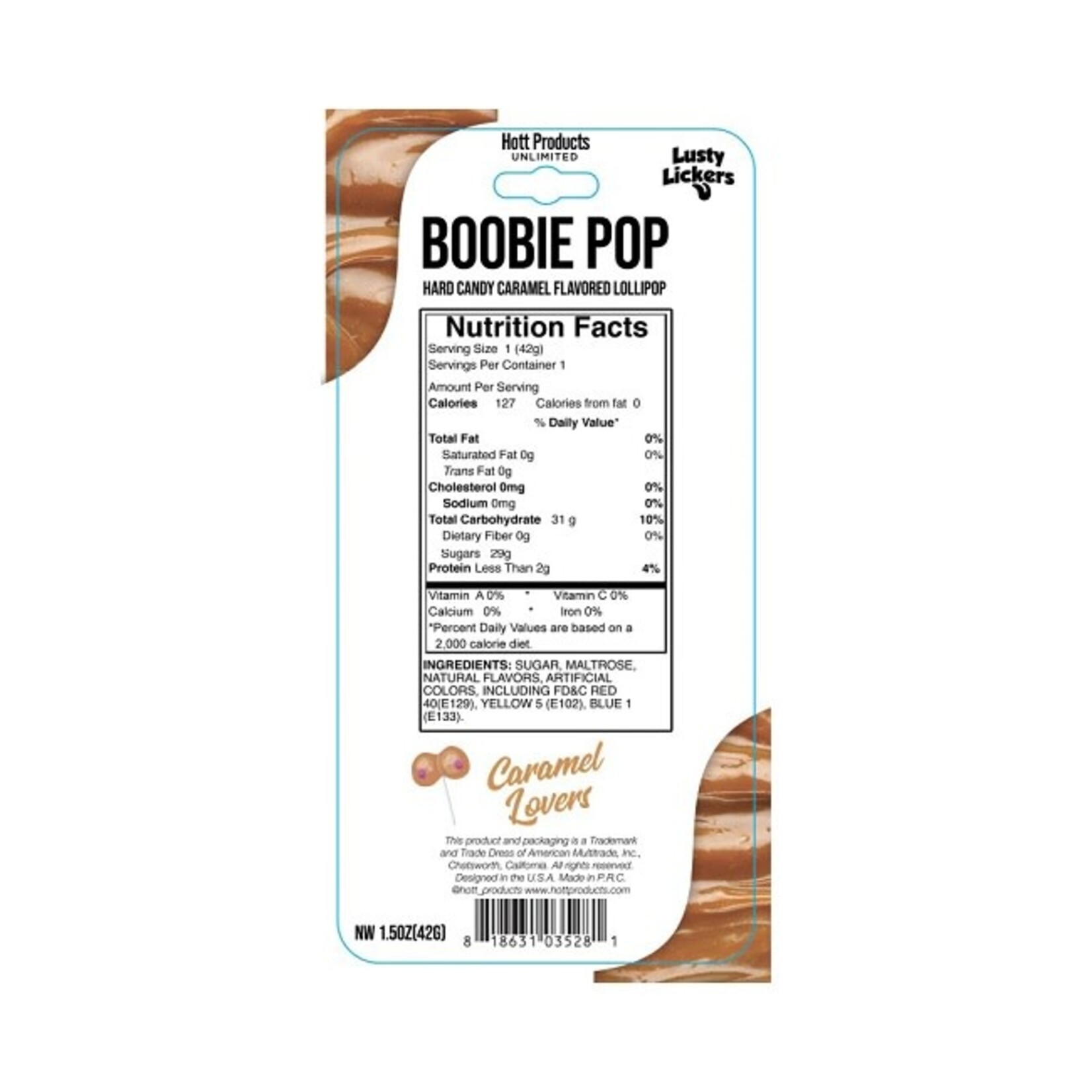 Hott Products Lusty Lickers Boobie Pop Caramel Lovers