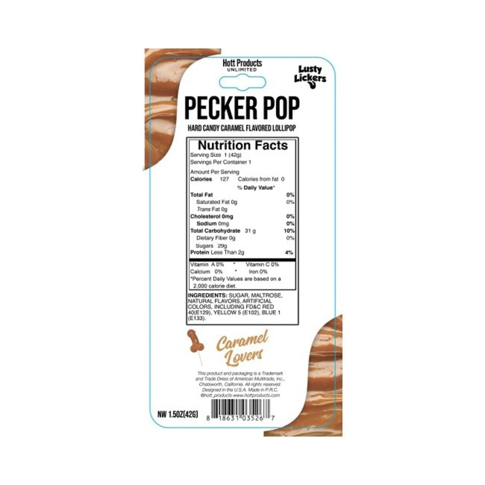 Hott Products Lusty Lickers Pecker Pop Caramel Lovers