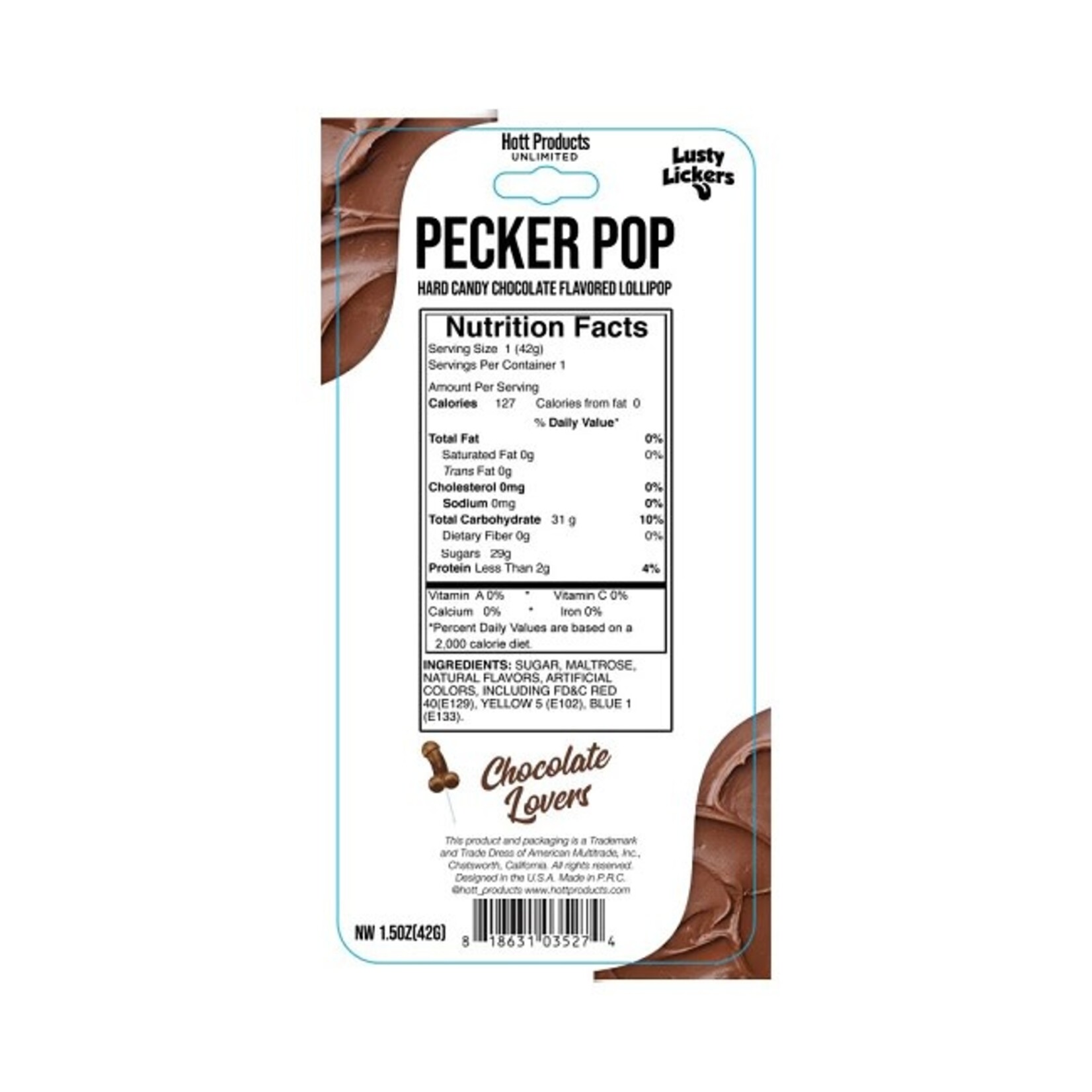 Hott Products Lusty Lickers Pecker Pop Chocolate Lovers