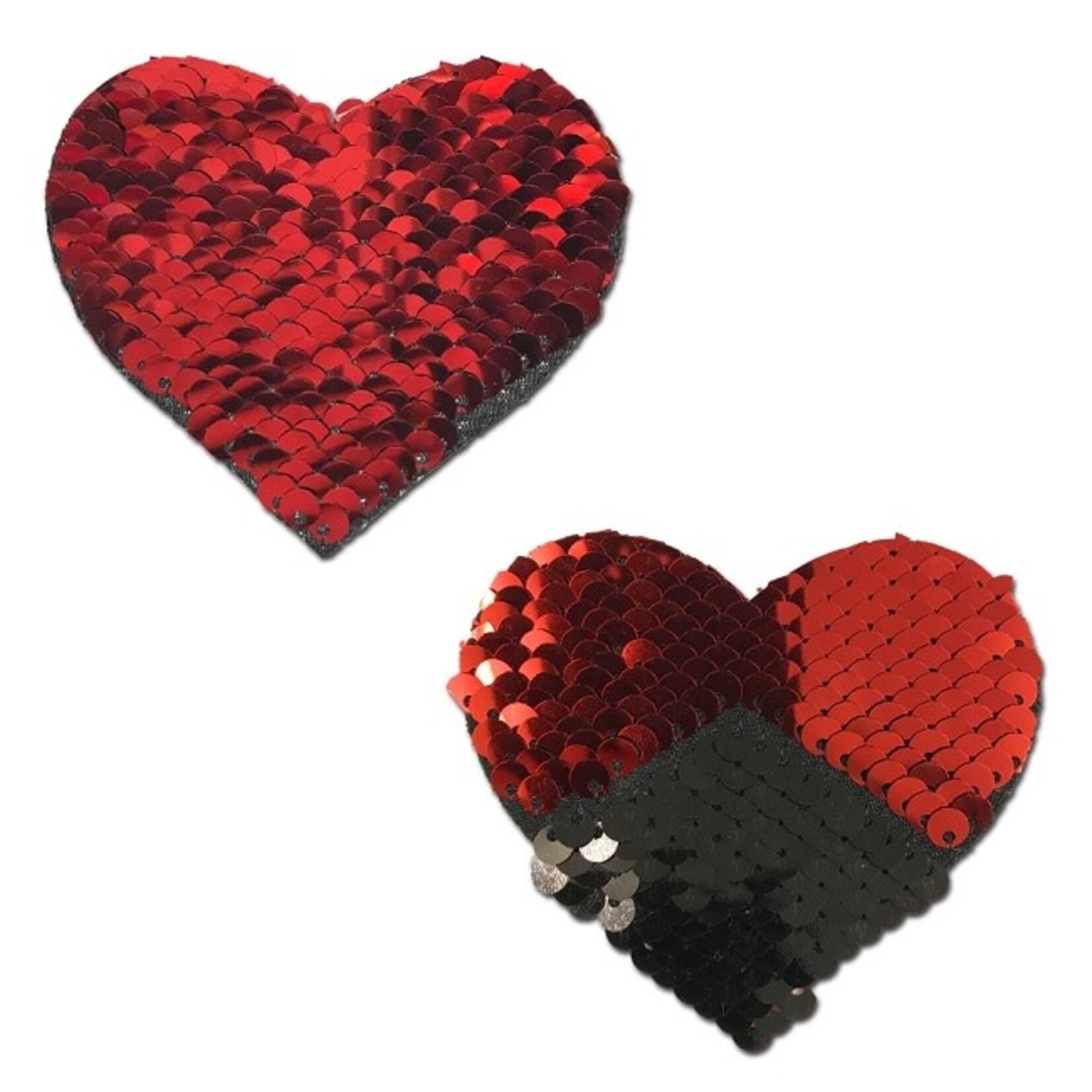 Pastease Pastease Red & Black Color Changing Sequin Heart Nipple Pasties
