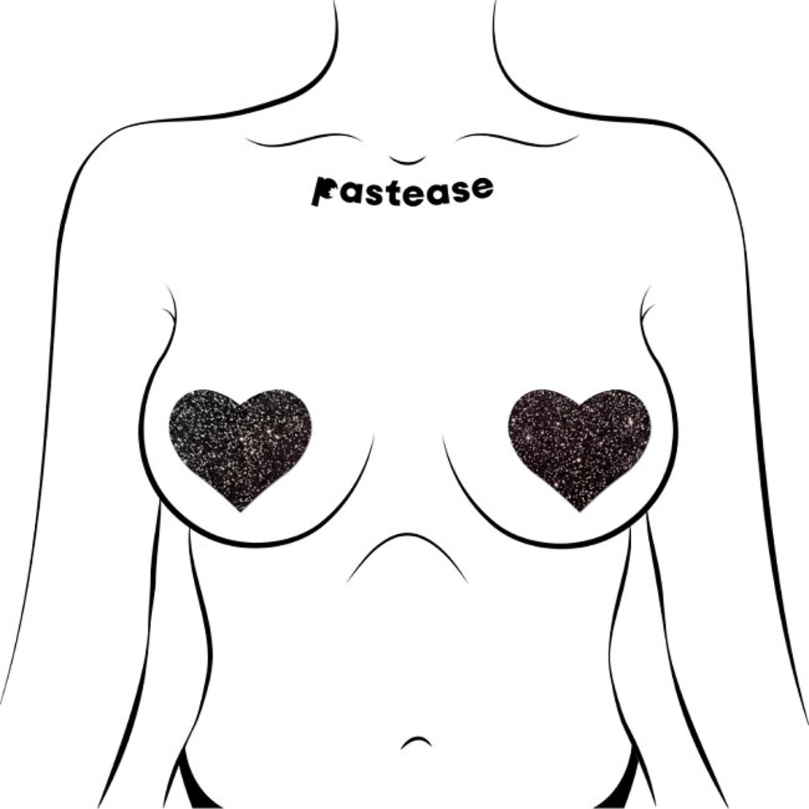 Pastease Pastease Black Sparkle Heart Nipple Pasties