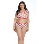 Coquette Lip Print Crop Top and Booty Short OS/XL