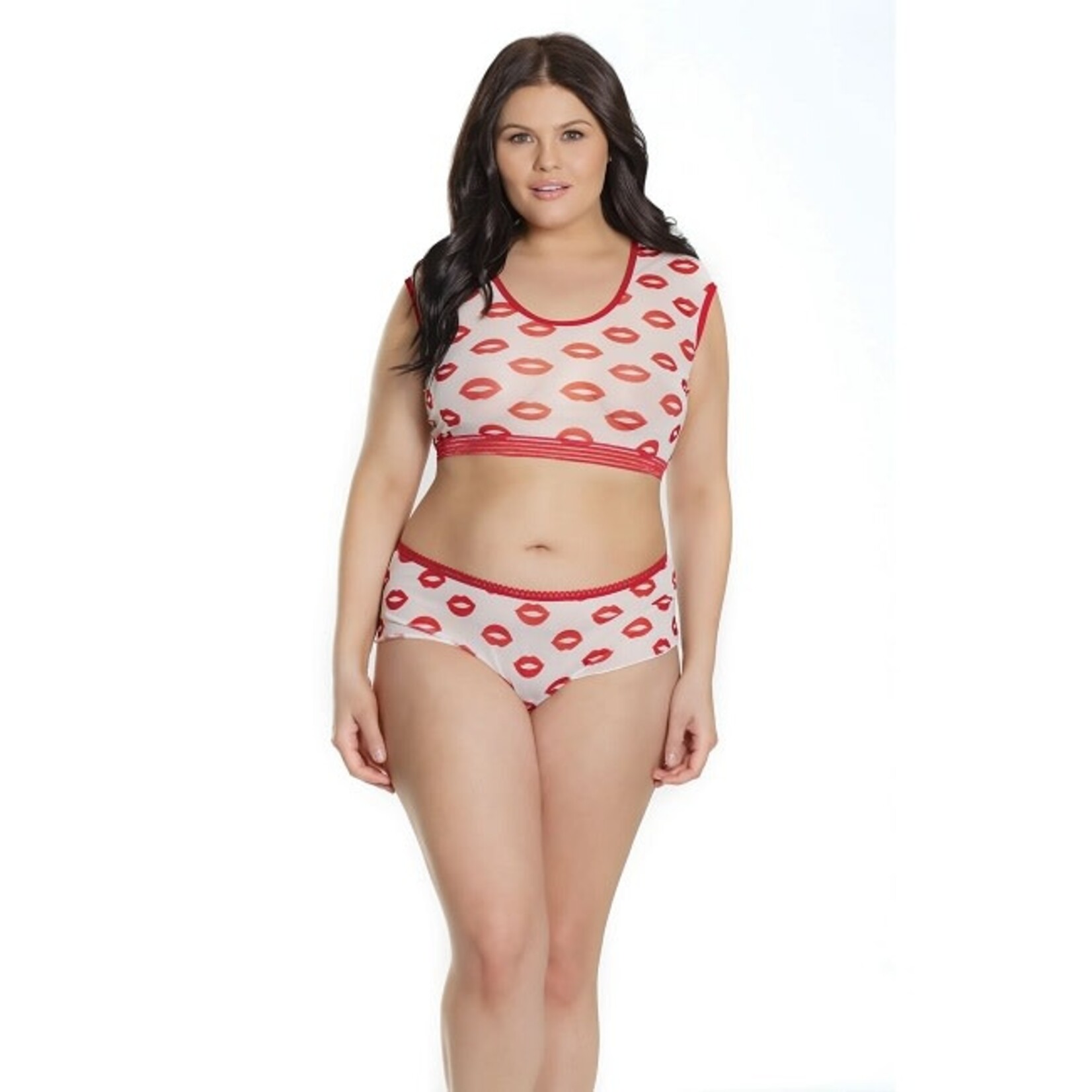 Coquette Coquette Lip Print Crop Top and Booty Short OS/XL