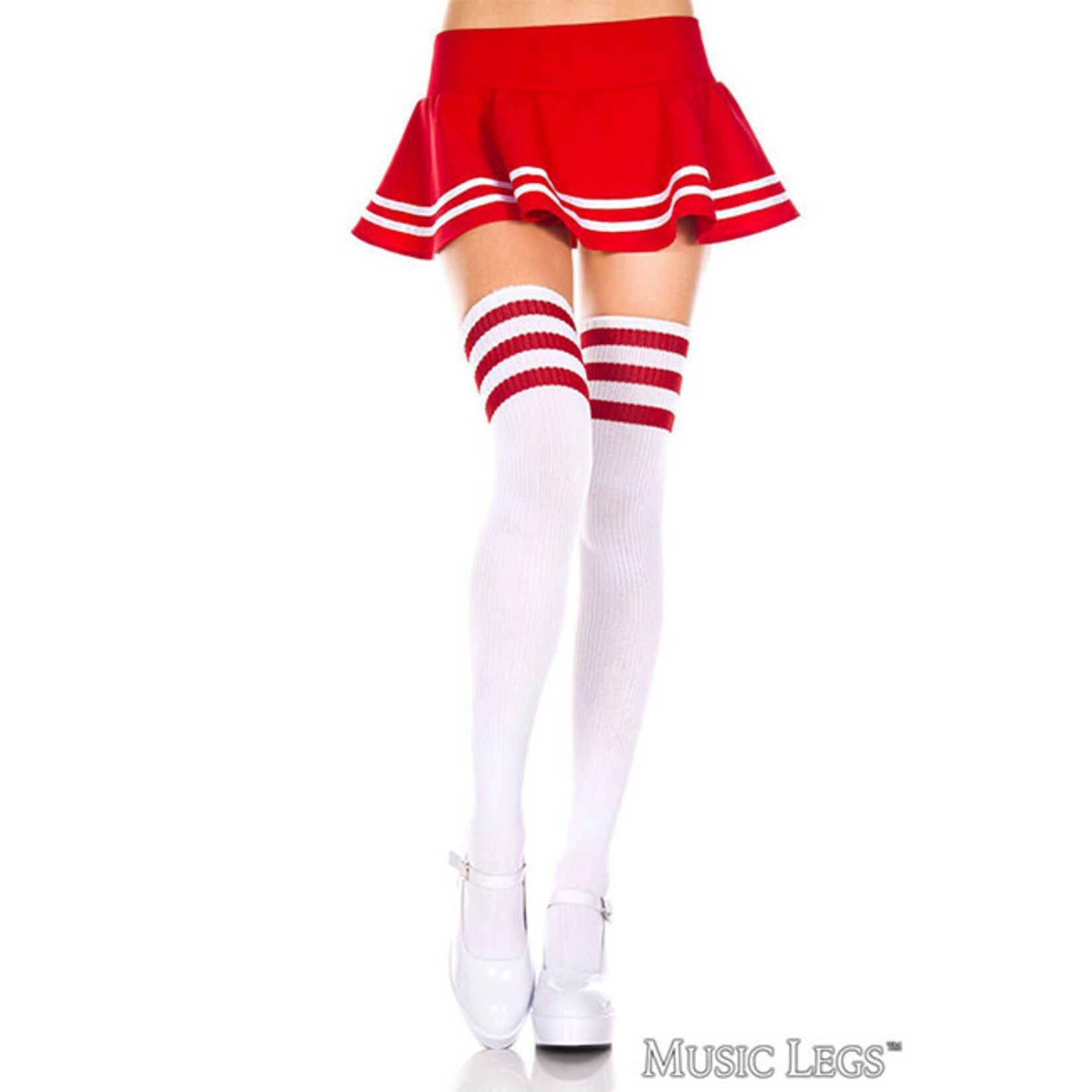 Music Legs Music Legs Athlete Striped Thigh High Socks OS