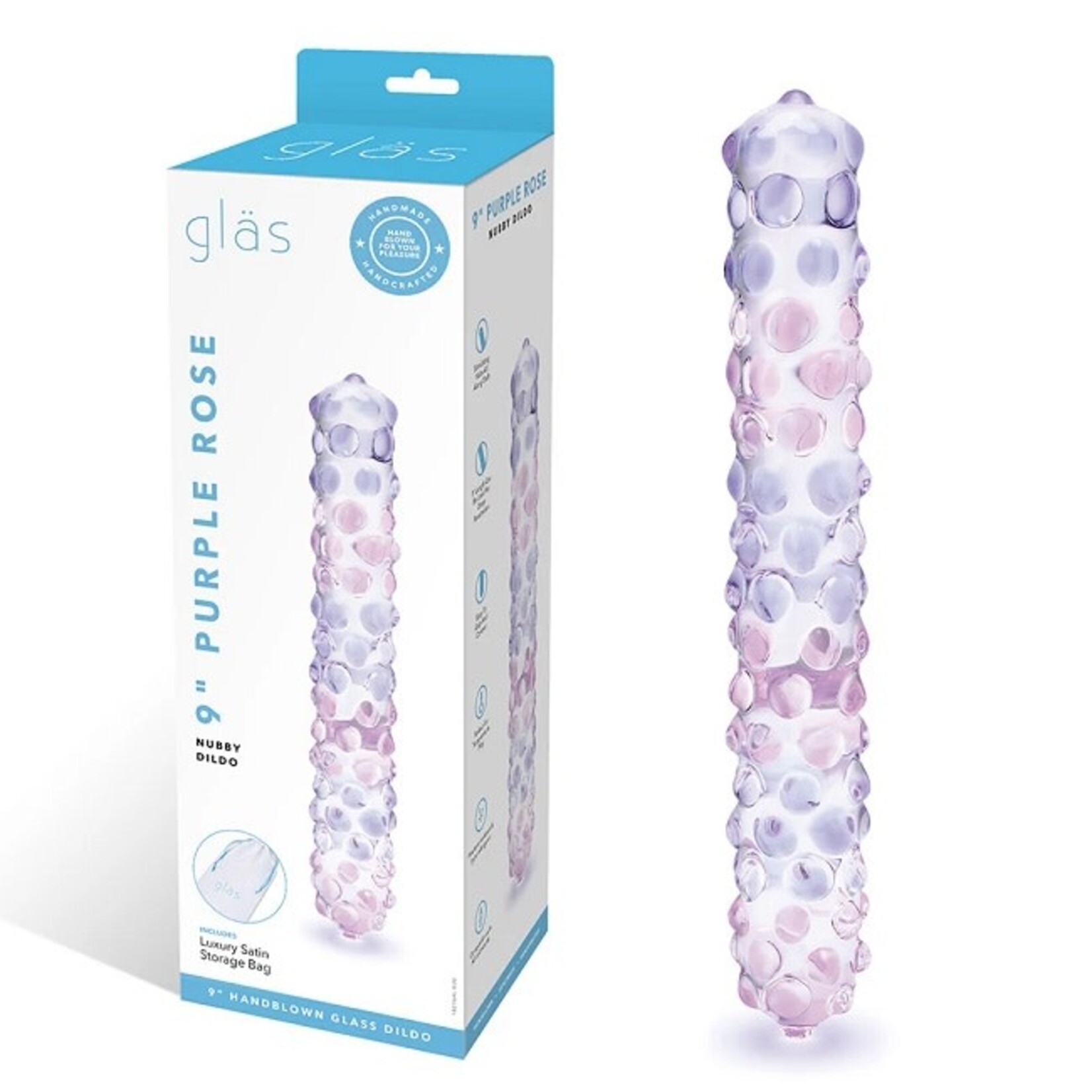 Gläs Gläs 9" Purple Rose Nubby Glass Dildo