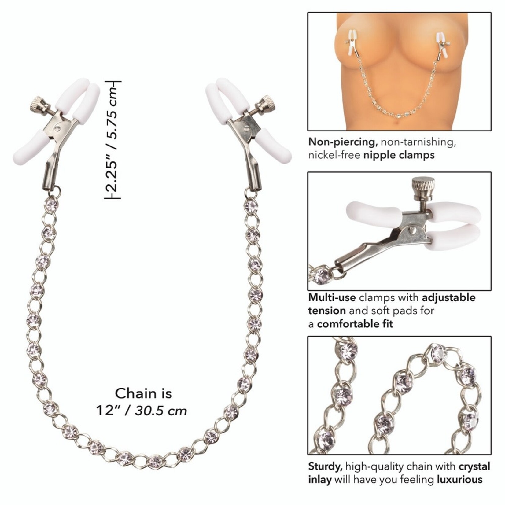 CalExotics Nipple Play Crystal Chain Nipple Clamps