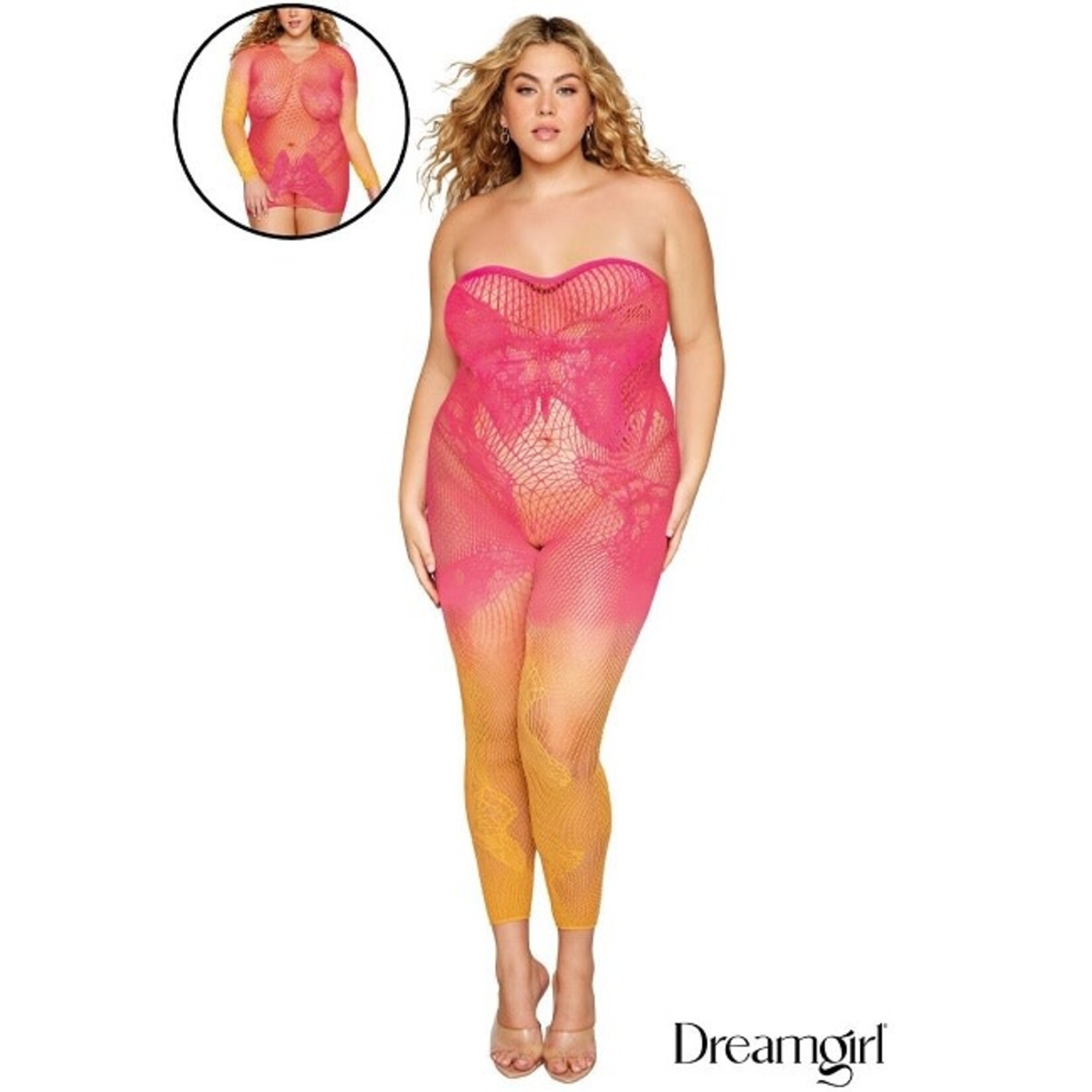 Dreamgirl Dreamgirl Watermelon Mimosa Versatile Net Bodystocking OSX