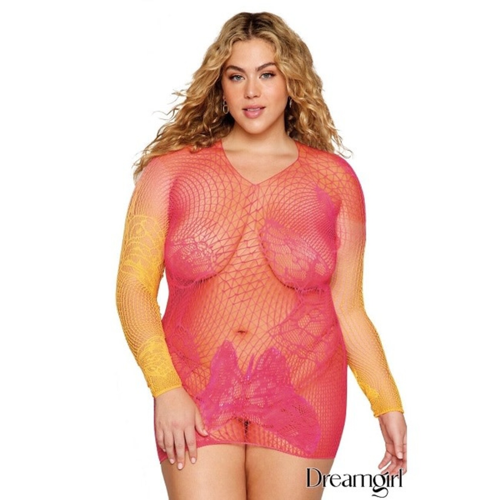 Dreamgirl Dreamgirl Watermelon Mimosa Versatile Net Bodystocking OSX