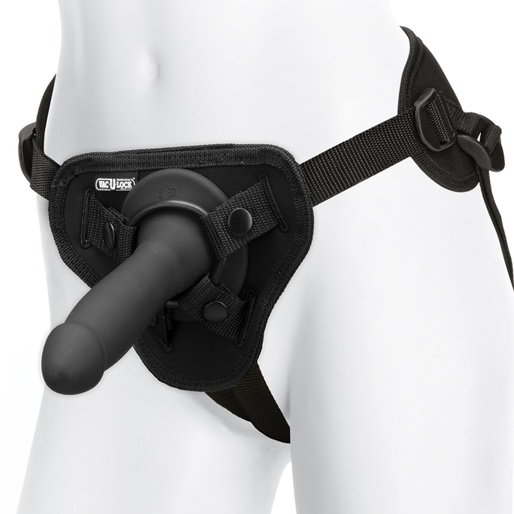 Doc Johnson Vac-U-Lock Smooth Vibrating Pleasure Set with Wireless Remote - Silicone