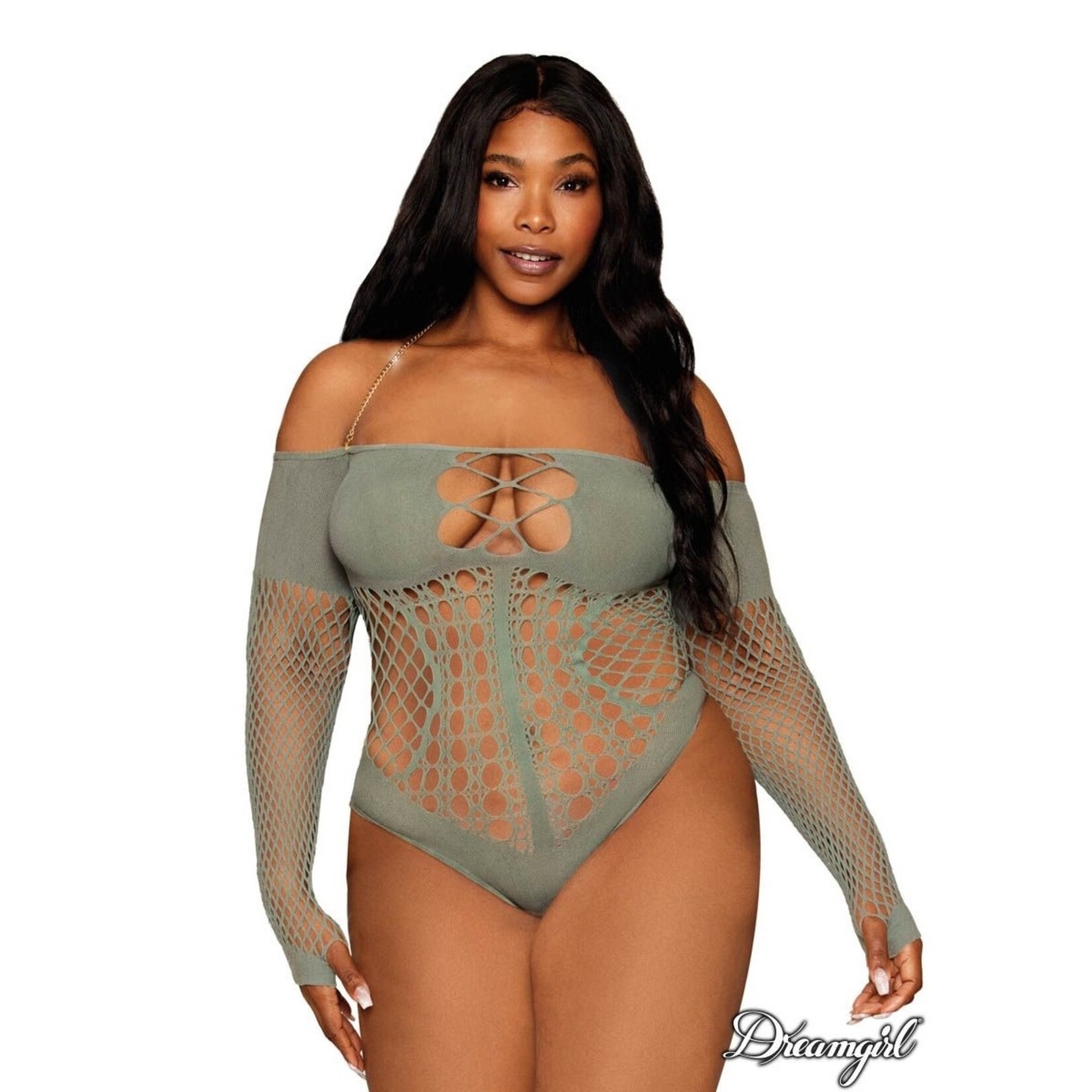 Dreamgirl Dreamgirl Sage Seamless Net Teddy OSX