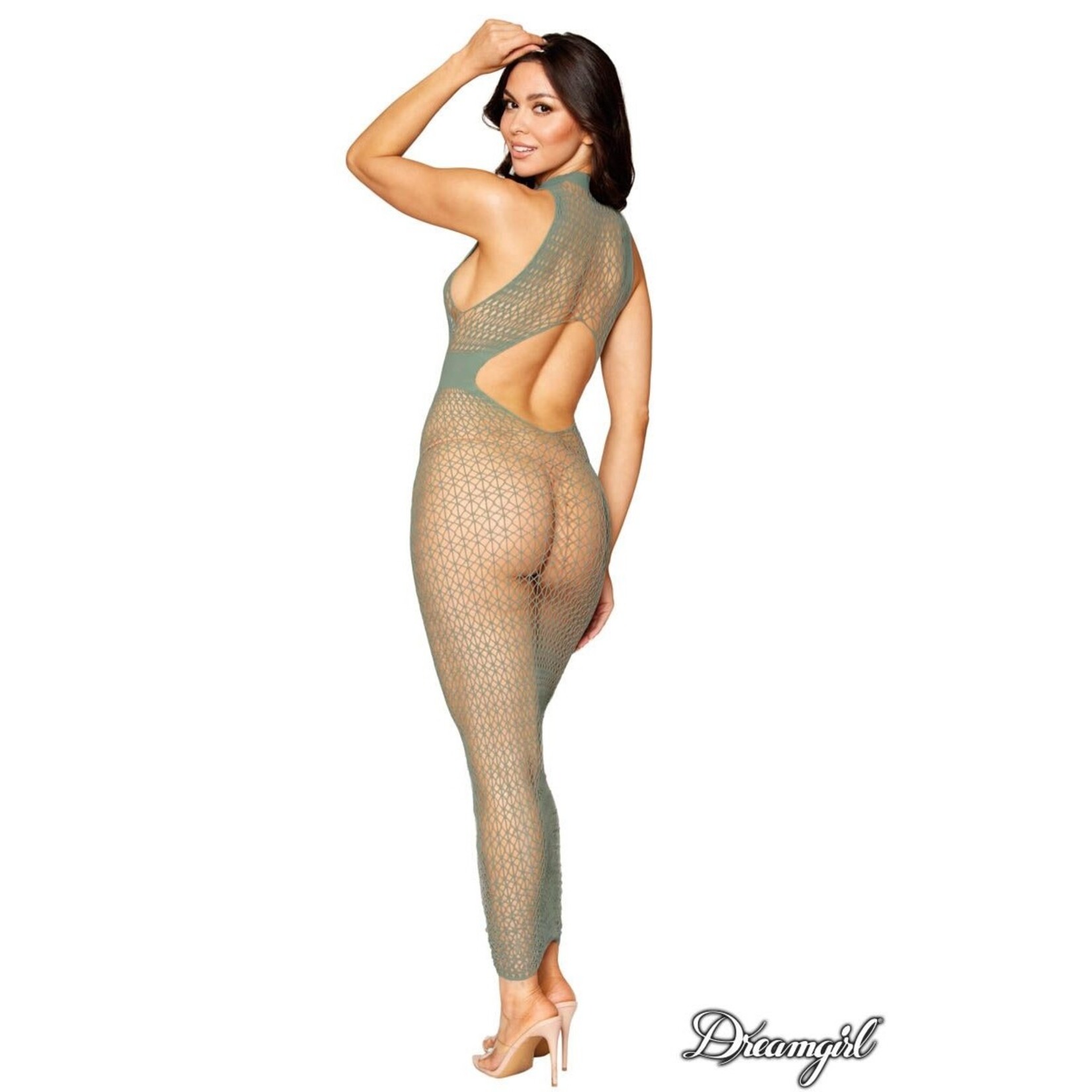 Dreamgirl Dreamgirl Sage Geometric Net Gown OS