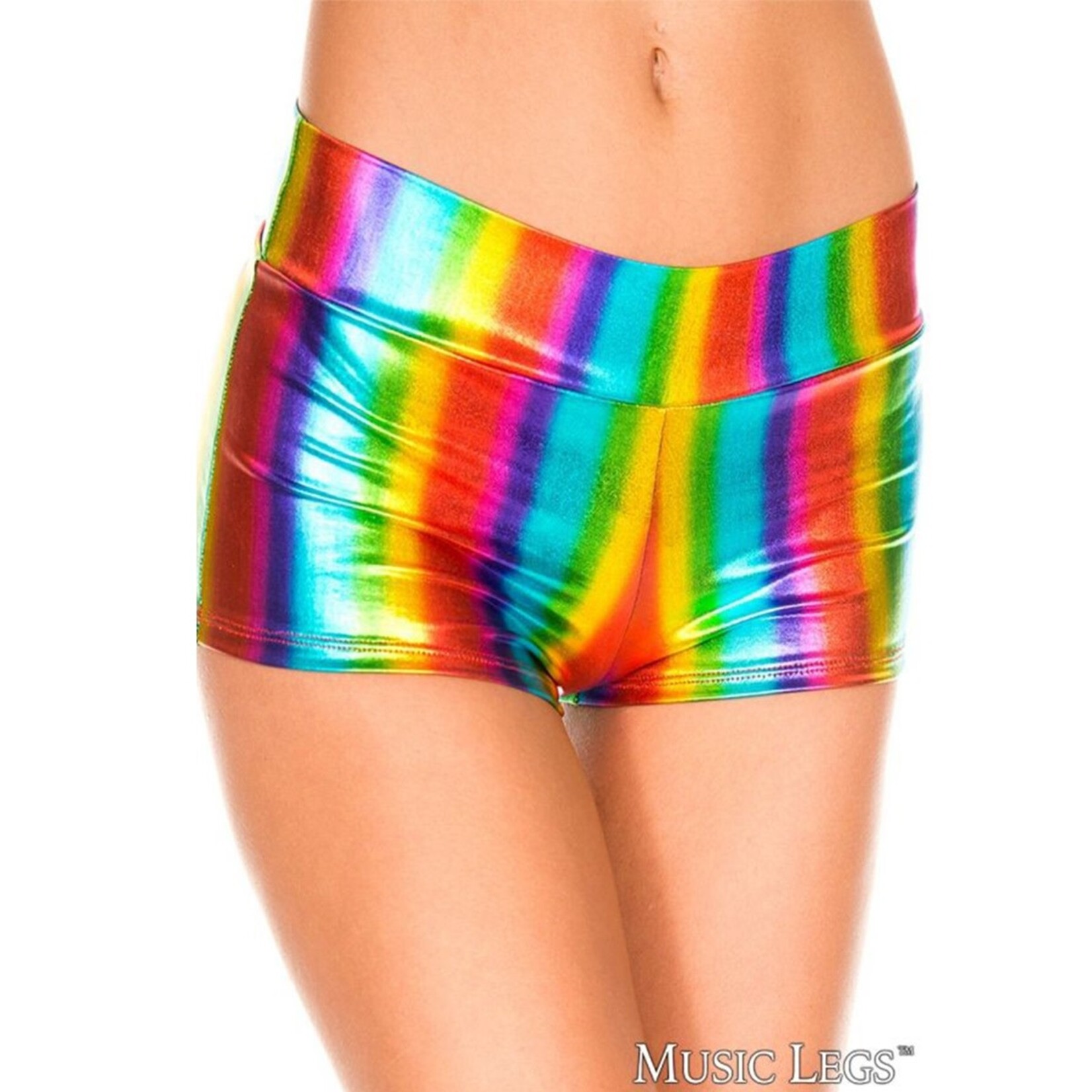 Music Legs Music Legs Rainbow Metallic Booty Shorts OS