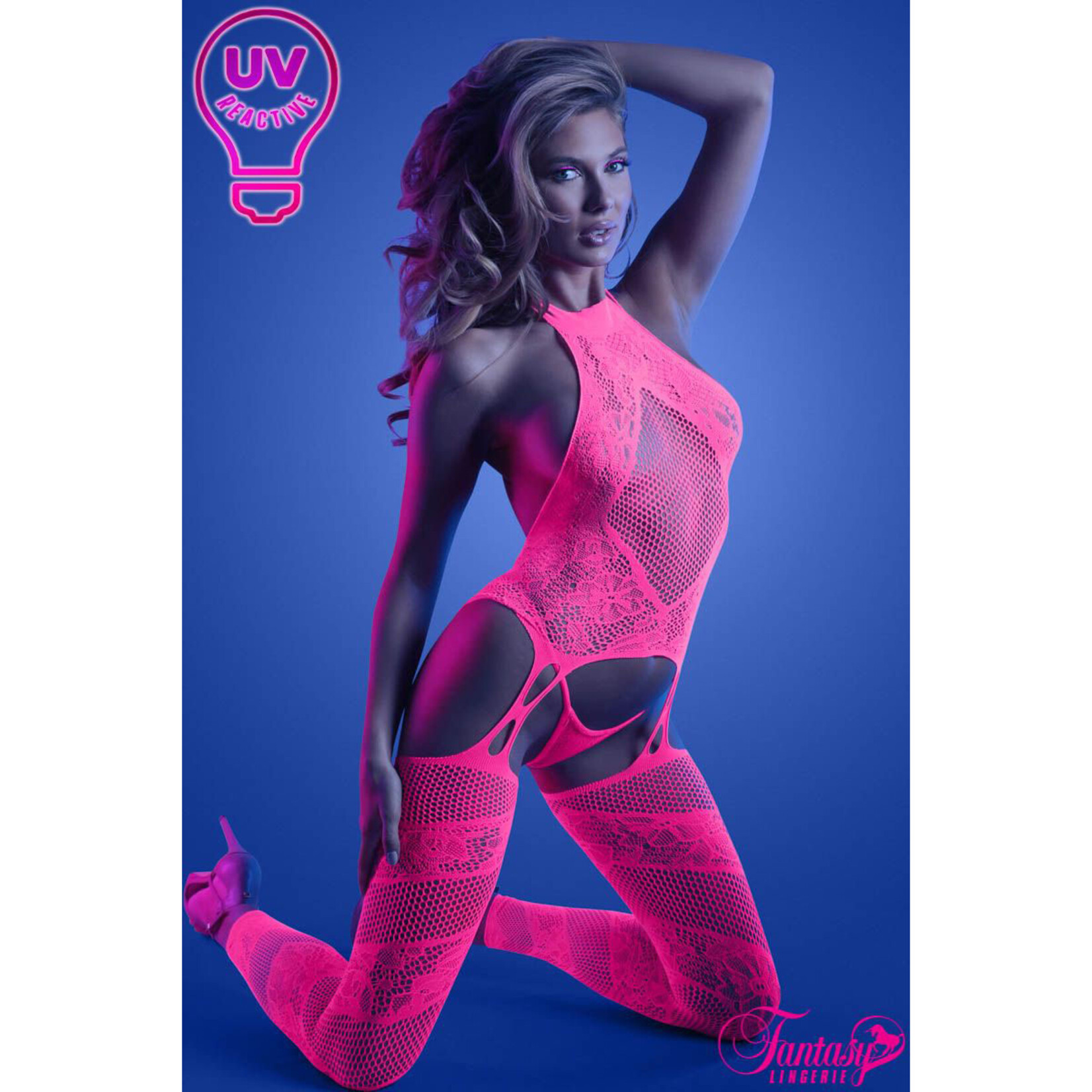 Glow Captivating Halter Suspender Bodystocking & G-String