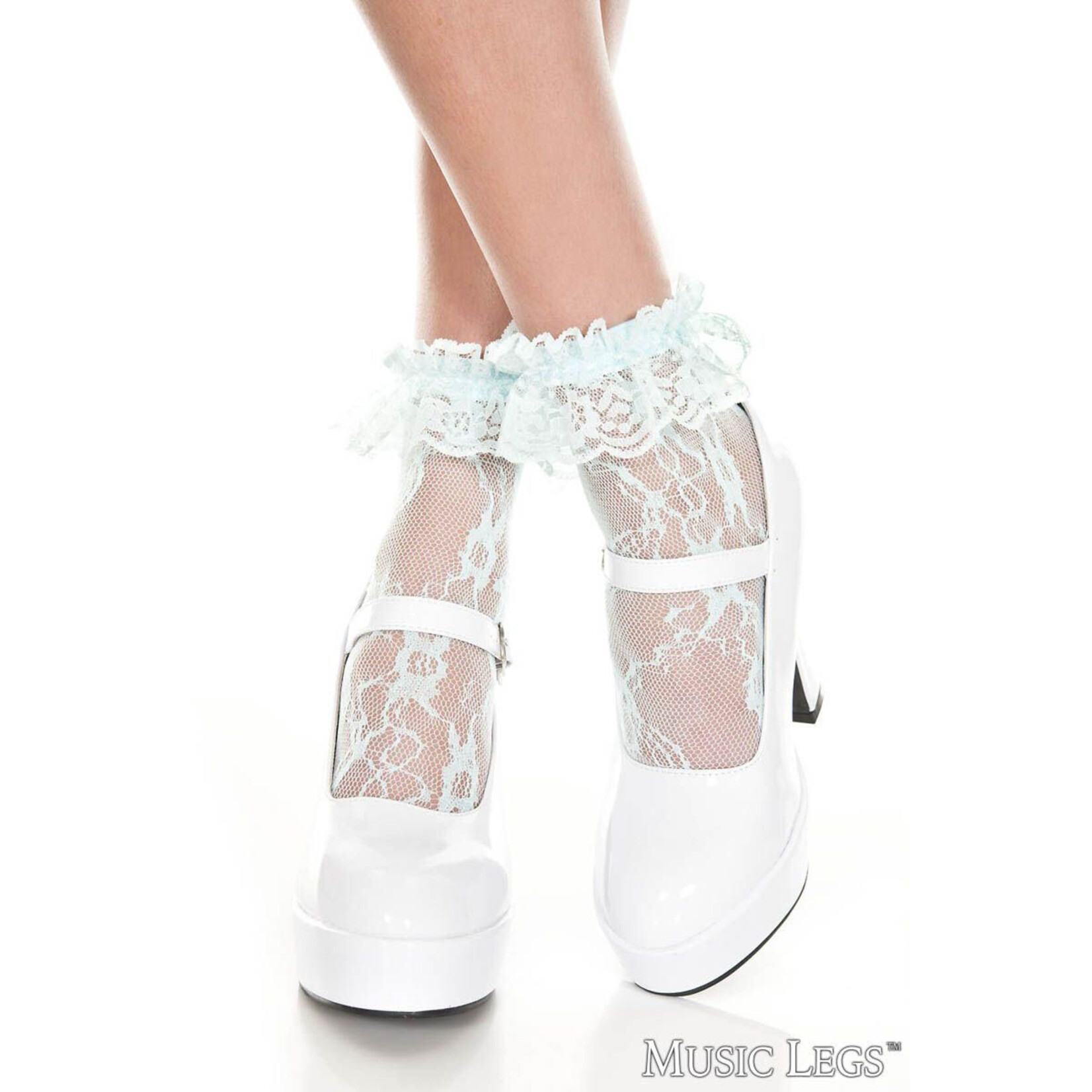 Music Legs Music Legs Lace Ruffle Ankle Hi OS