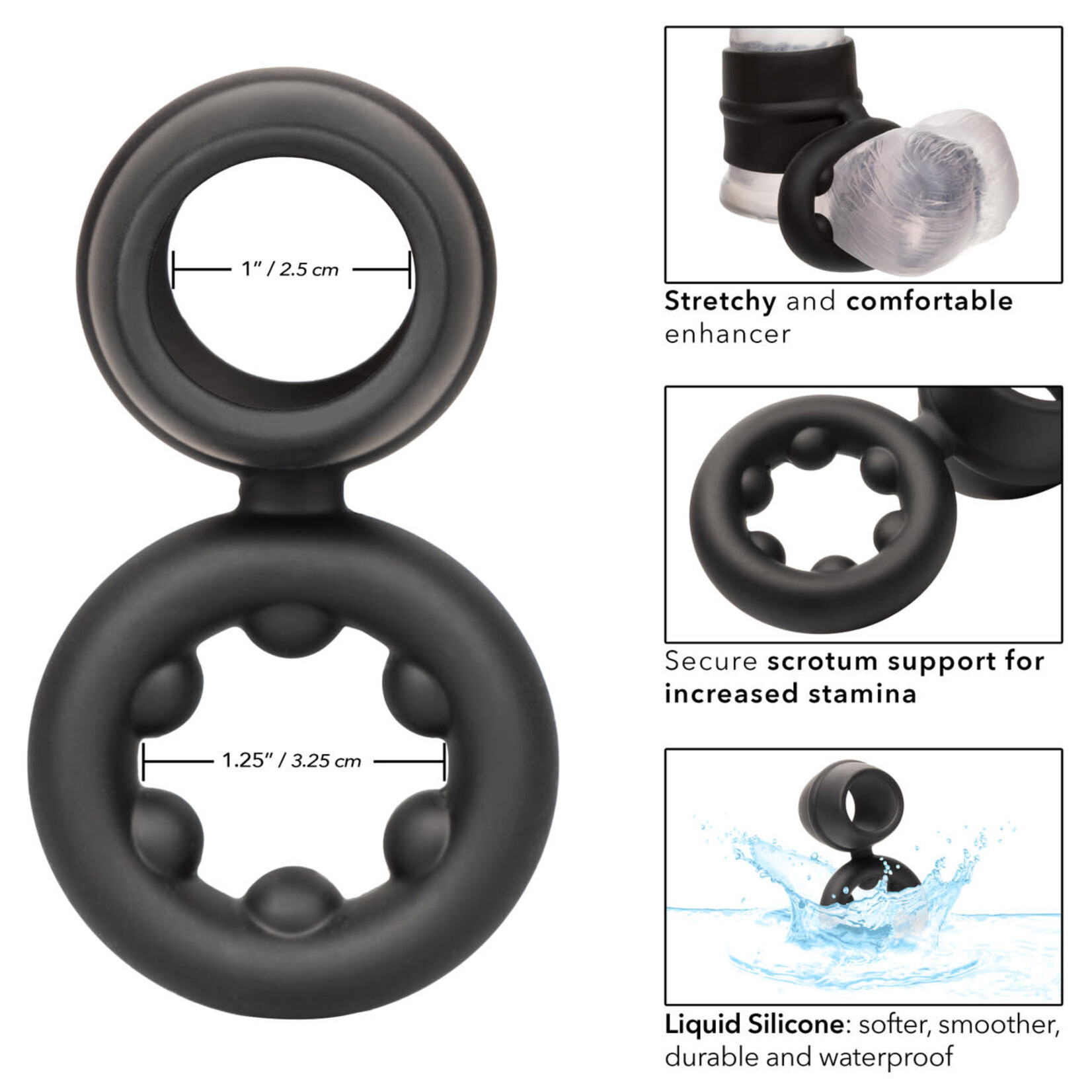 CalExotics Alpha Liquid Silicone Dual Magnum Ring