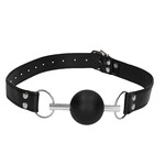 Shots America Ouch! Black & White Solid Ball Gag with Bonded Leather Straps