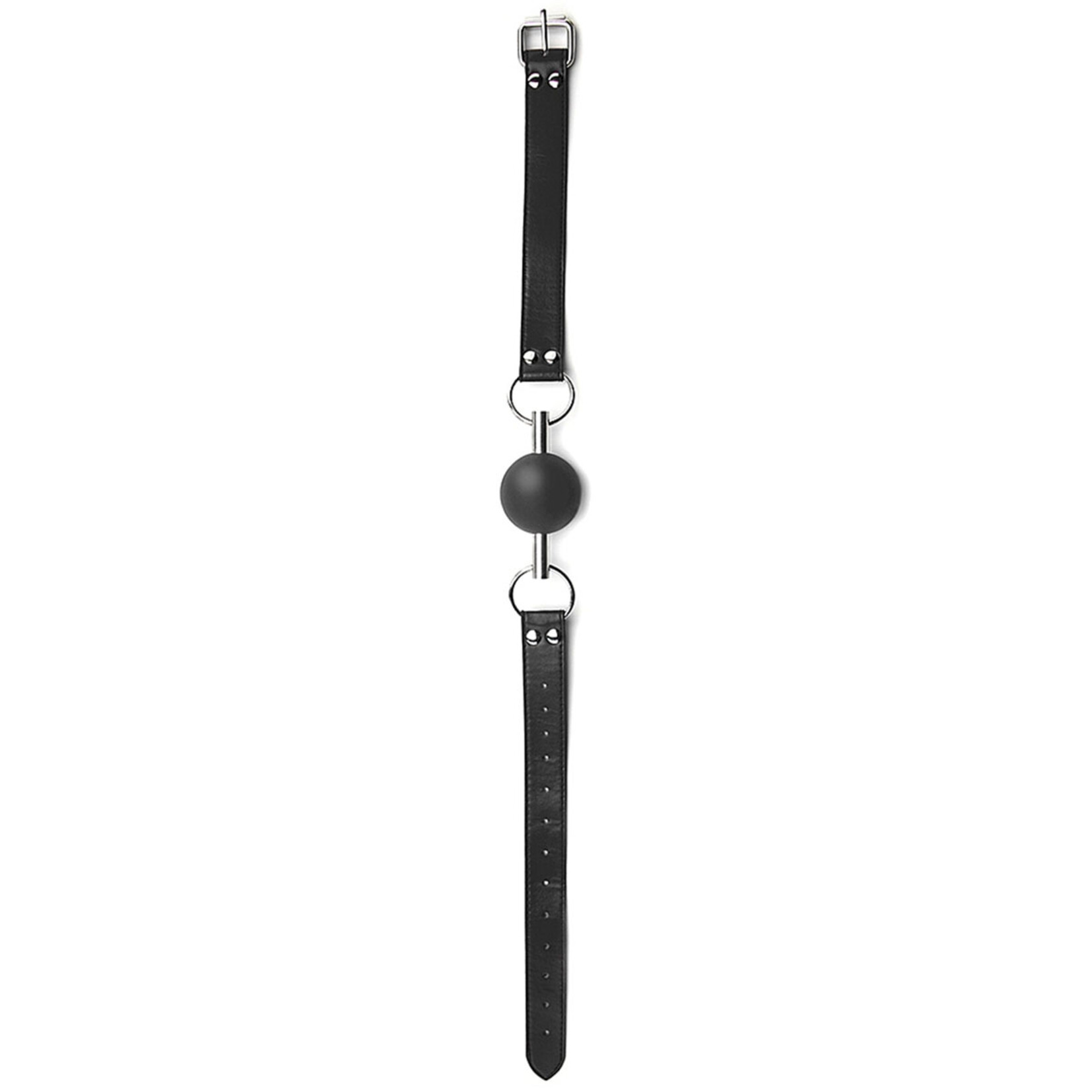 Shots America Ouch! Black & White Solid Ball Gag with Bonded Leather Straps