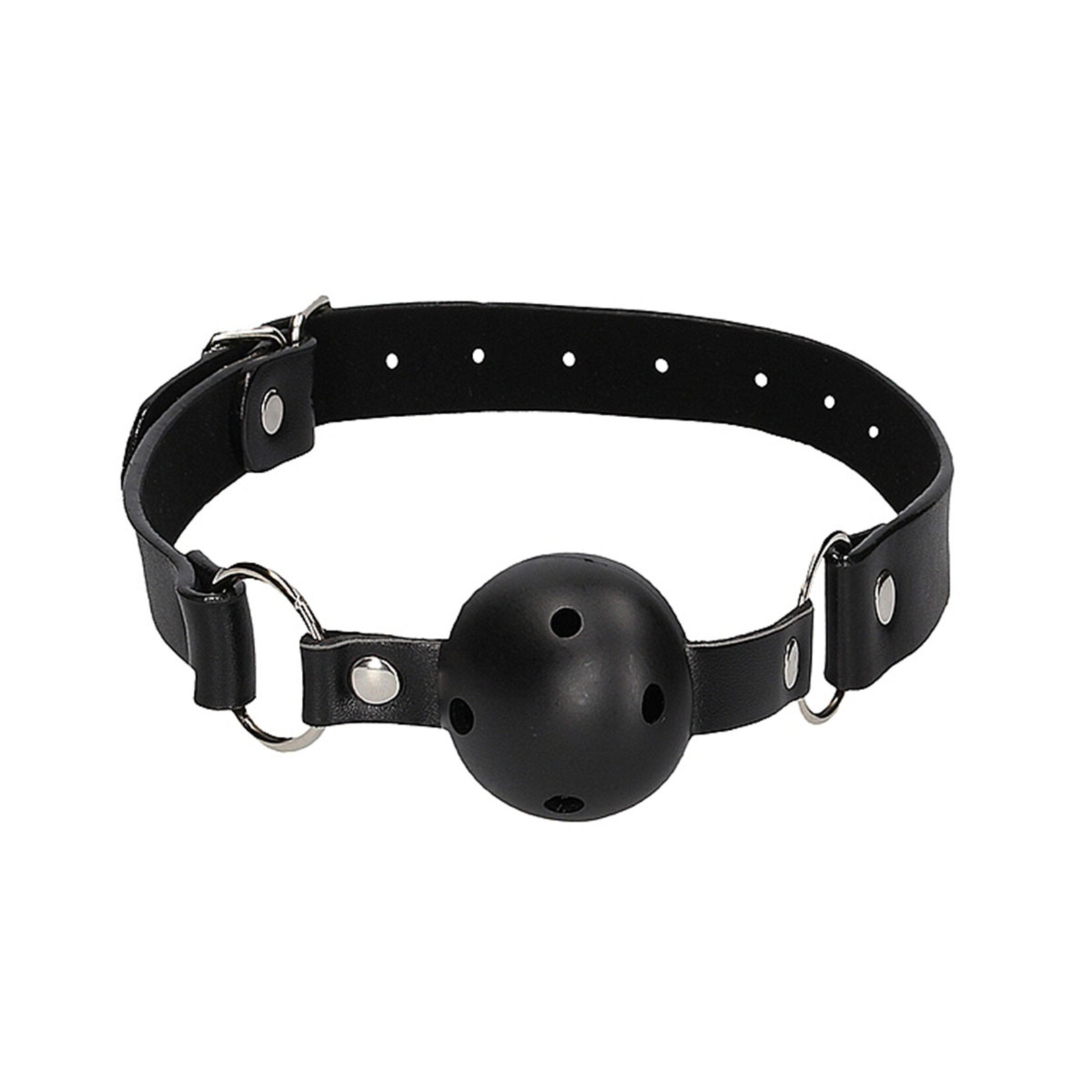 Shots America Ouch! Black & White Breathable Ball Gag with Nipple Clamps