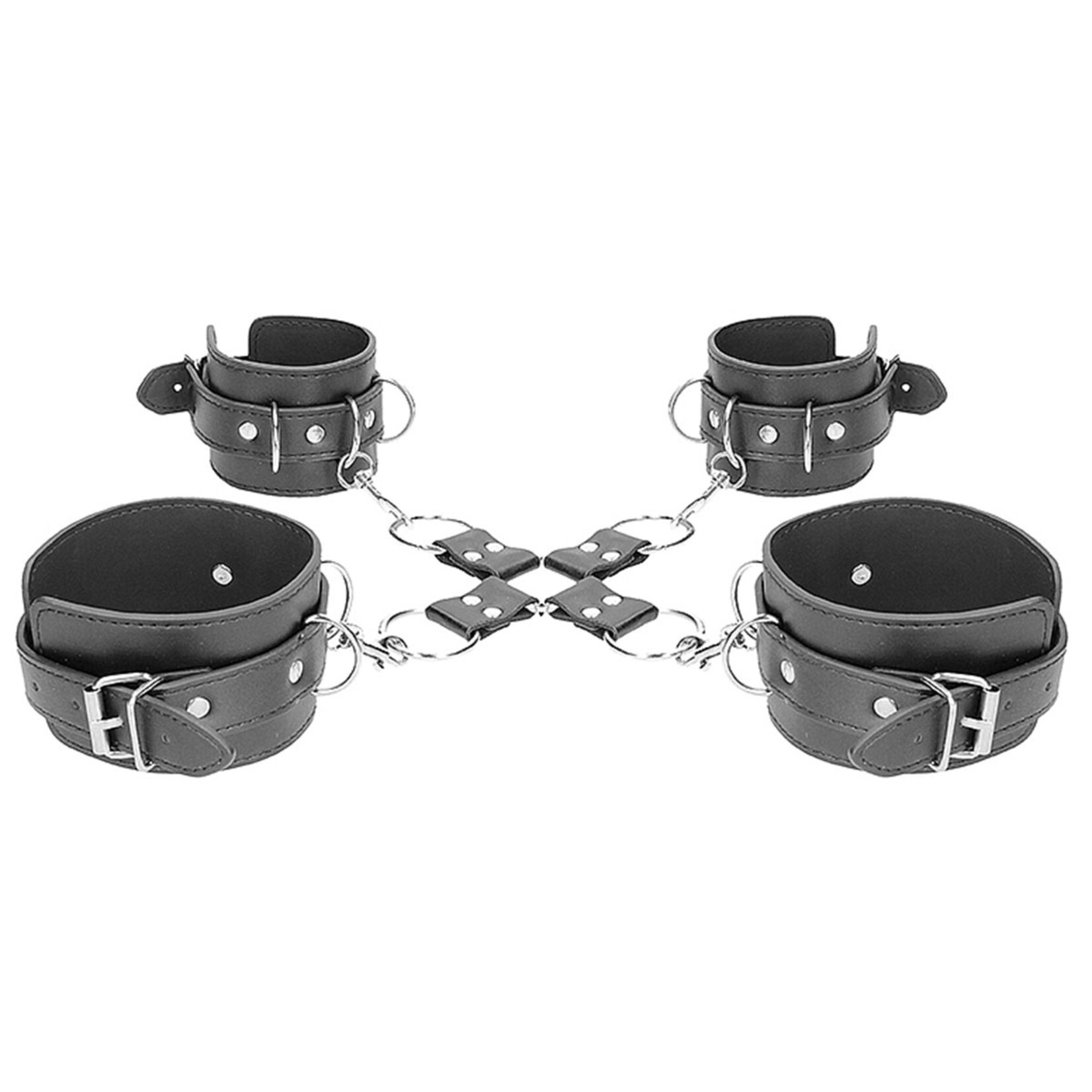 Shots America Ouch! Black & White Bonded Leather Hogtie