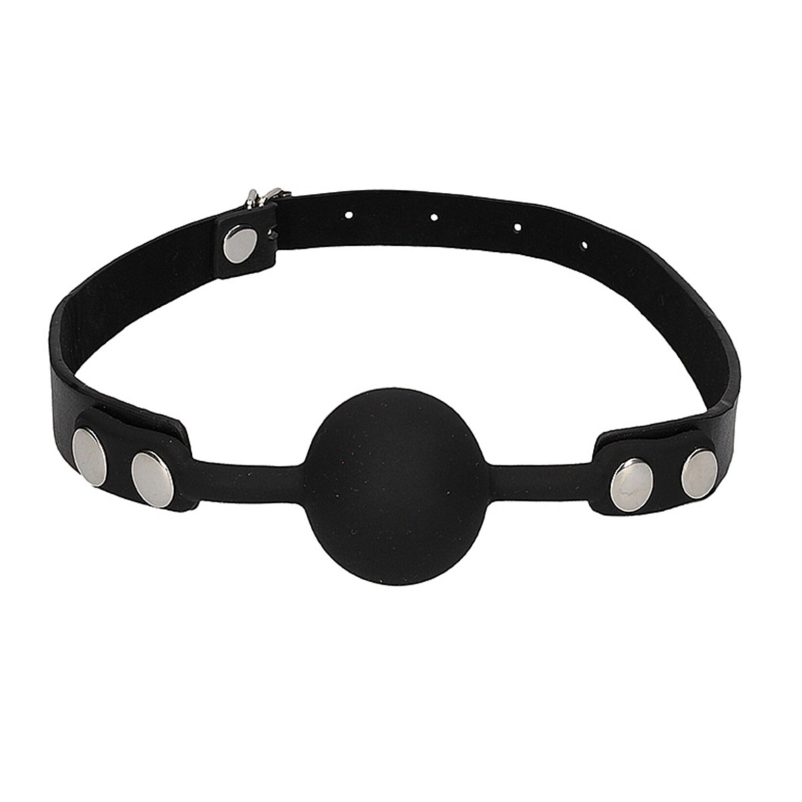 Shots America Ouch! Black & White Silicone Ball Gag with Bonded Leather Straps