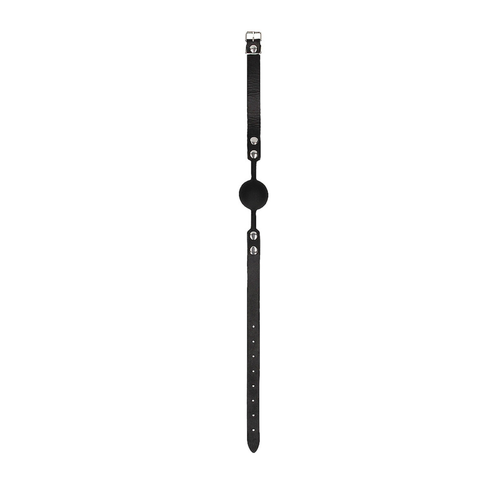 Shots America Ouch! Black & White Silicone Ball Gag with Bonded Leather Straps