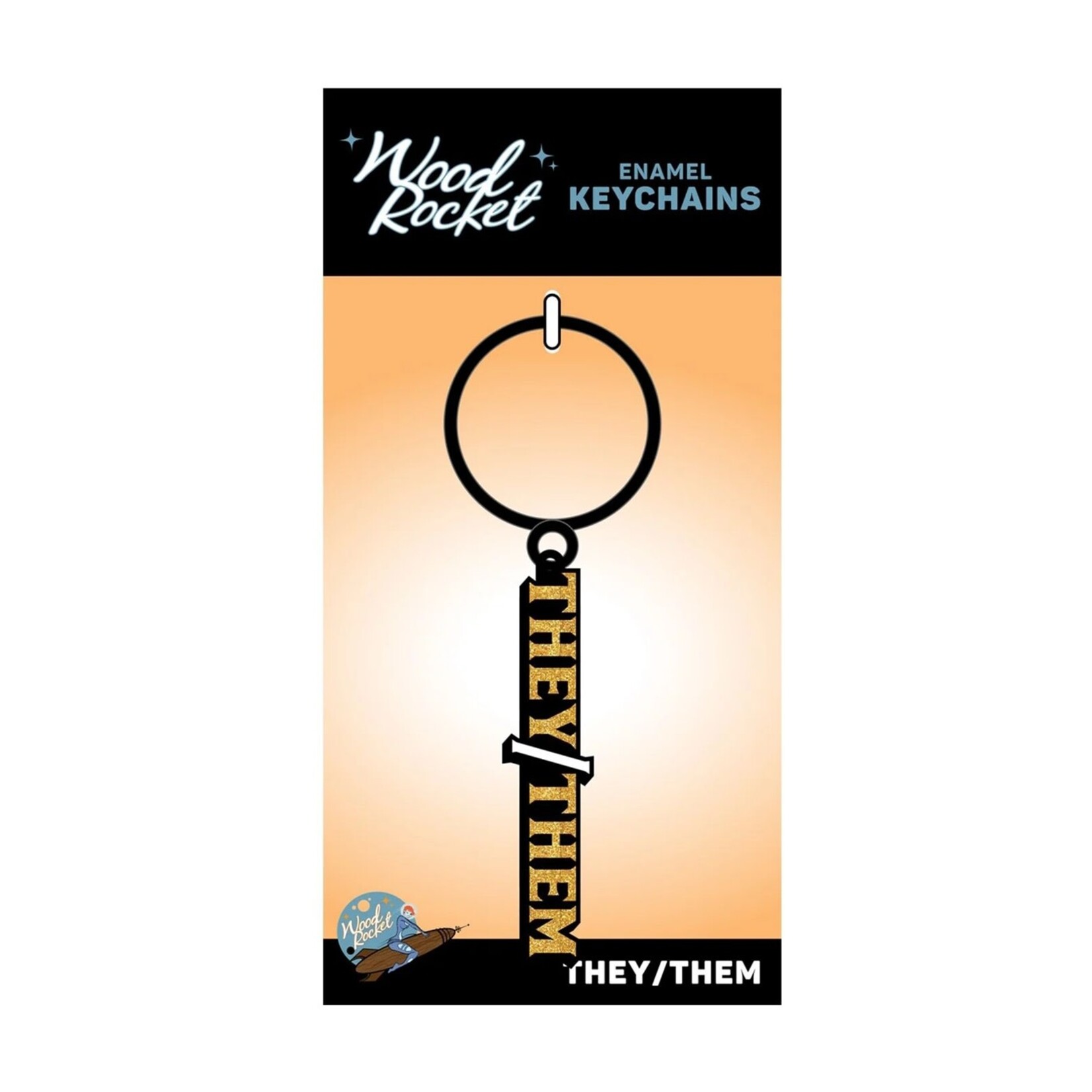 WoodRocket They/Them Enamel Keychain