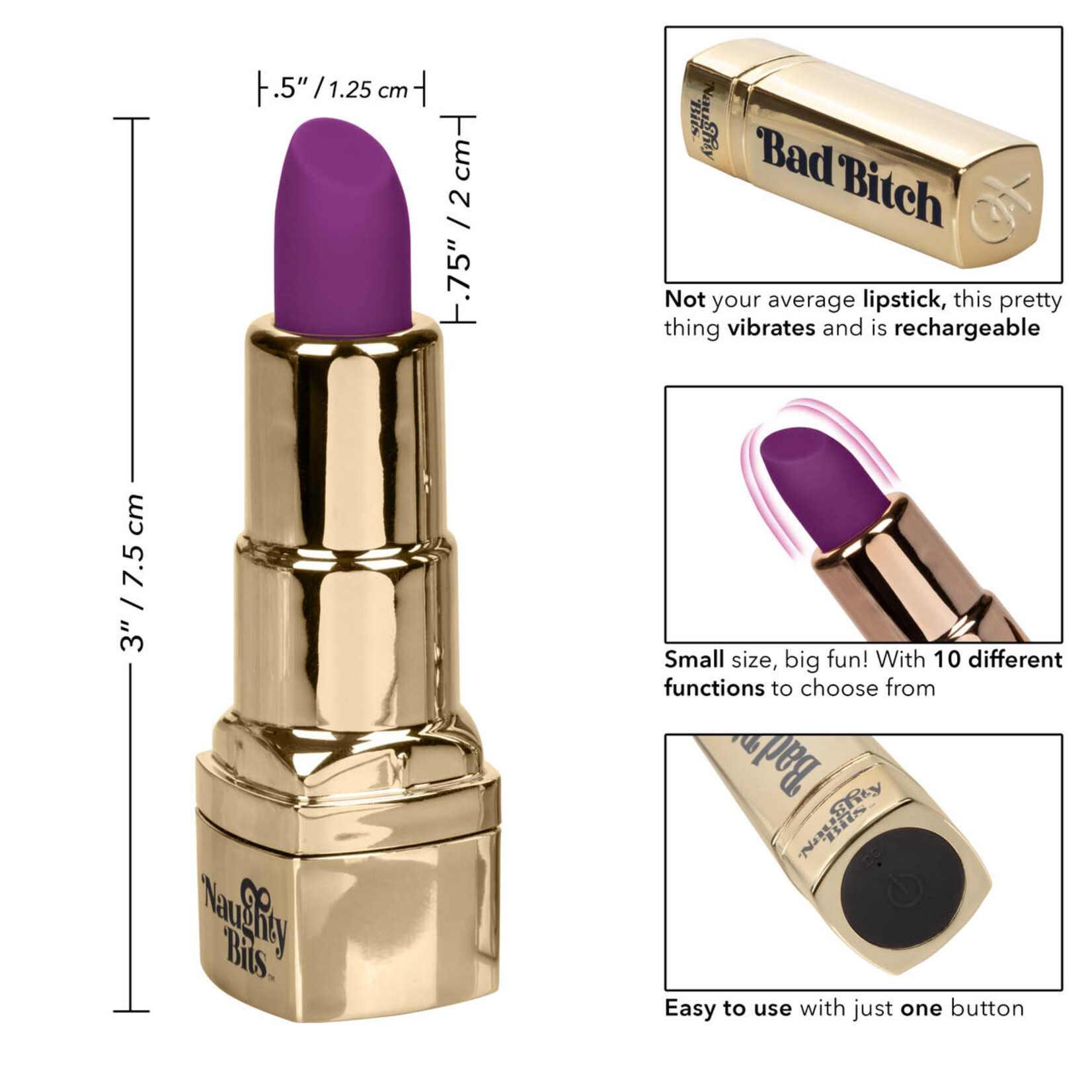 CalExotics Naughty Bits Bad Bitch Lipstick Vibrator