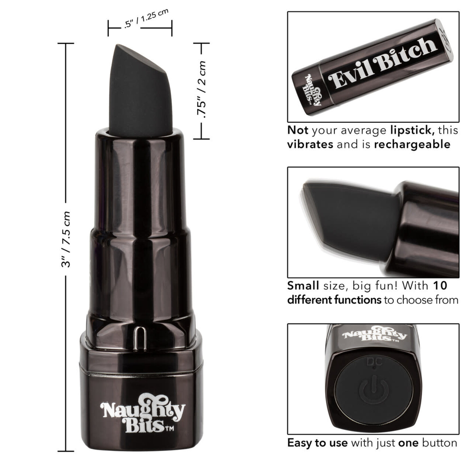 CalExotics Naughty Bits Evil Bitch Lipstick Vibrator