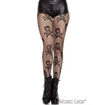 Music Legs Crossbones Net Pantyhose OS