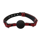 Rouge Leather Ball Gag with Black Ball