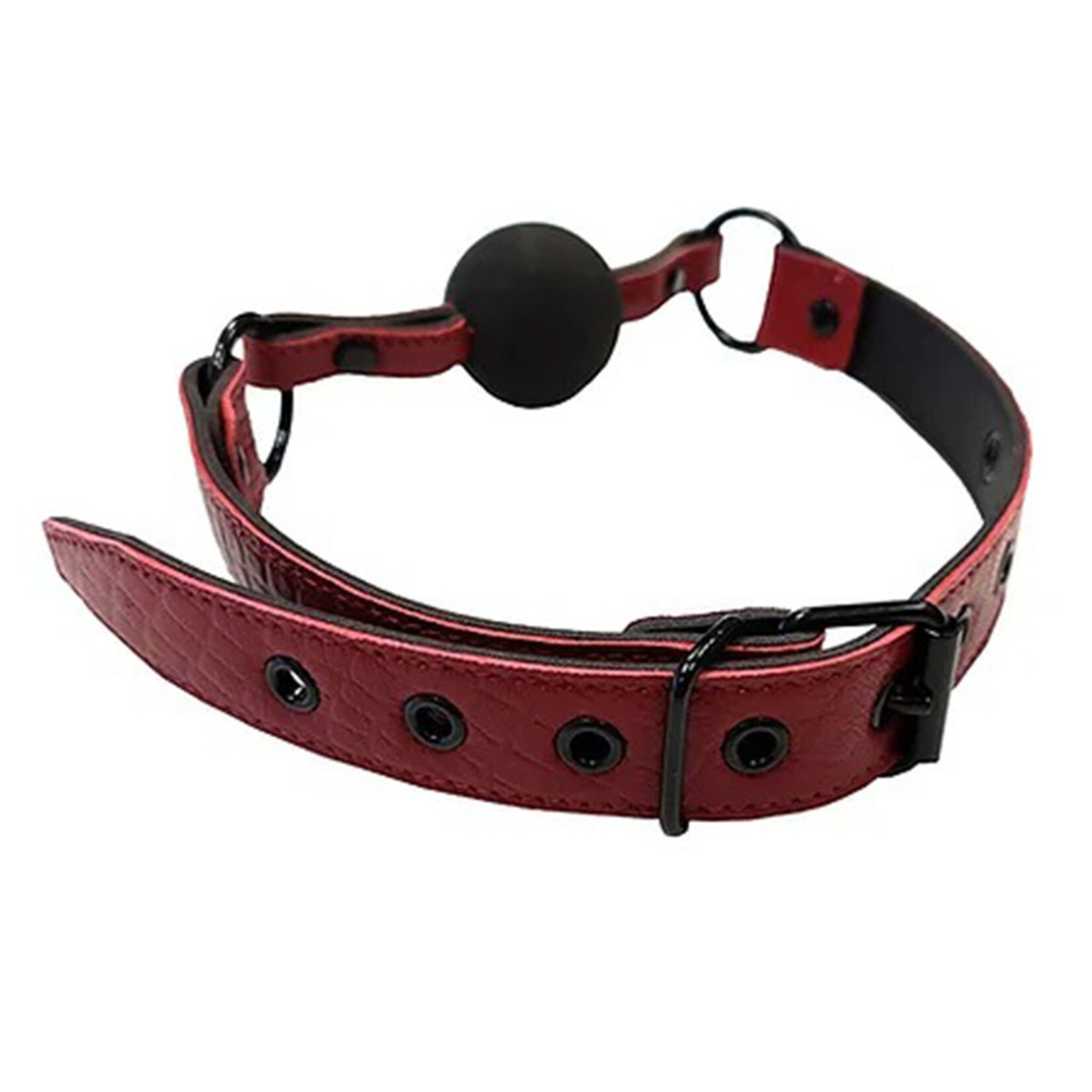 Rouge Rouge Leather Ball Gag with Black Ball