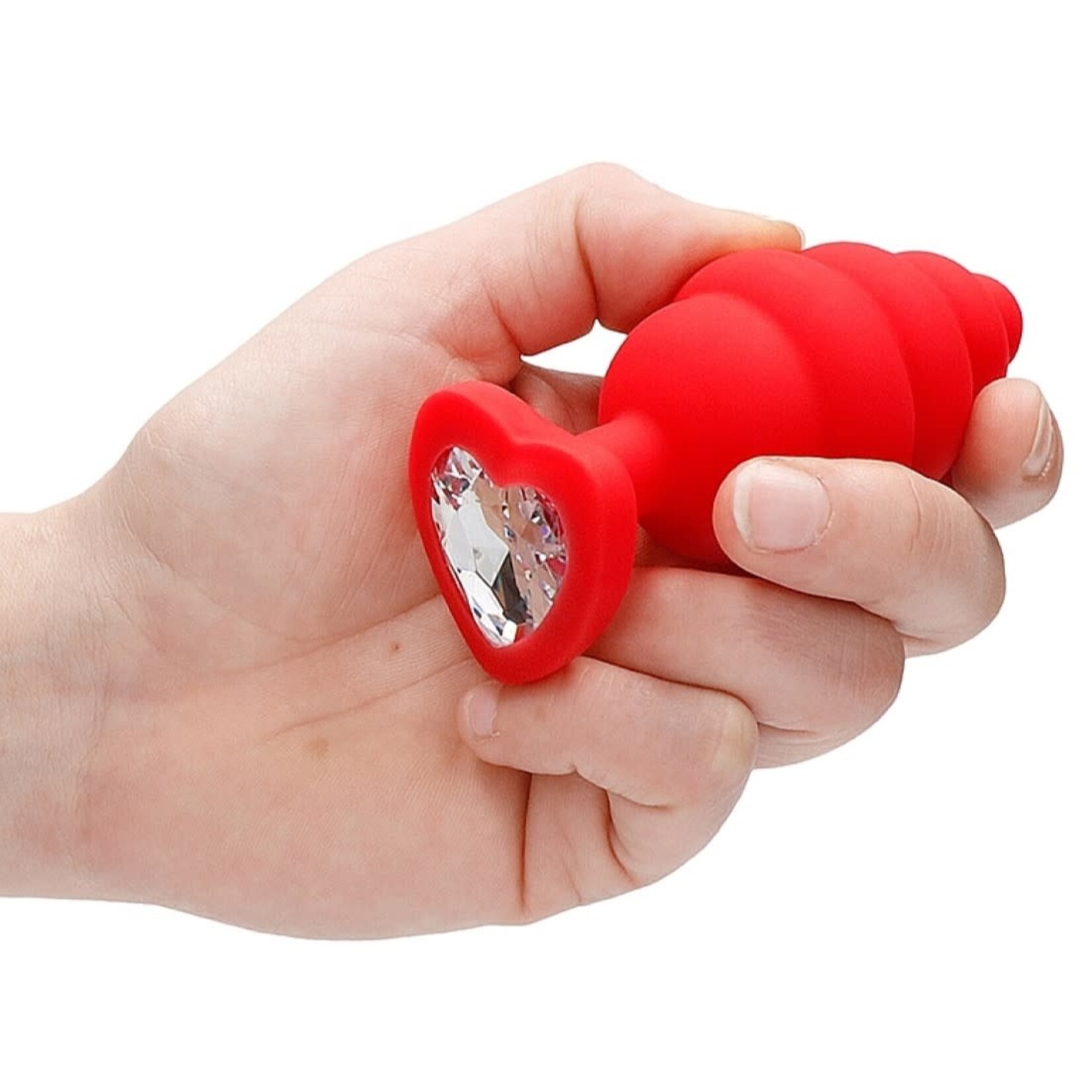 Shots America Ouch! Extra Large Ribbed Diamond Heart Plug