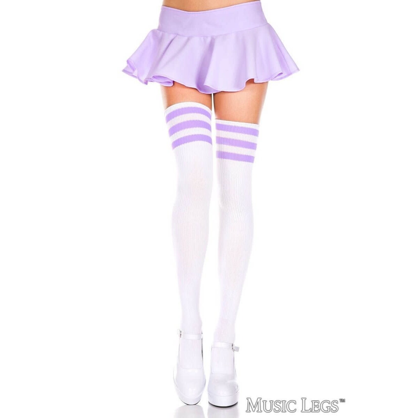 Music Legs Music Legs Athlete Striped Thigh High Socks OS