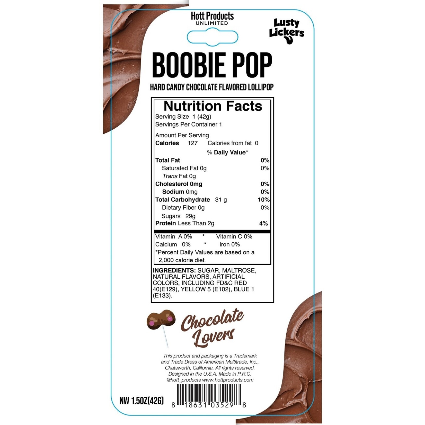 Hott Products Lusty Lickers Boobie Pop Chocolate Lovers