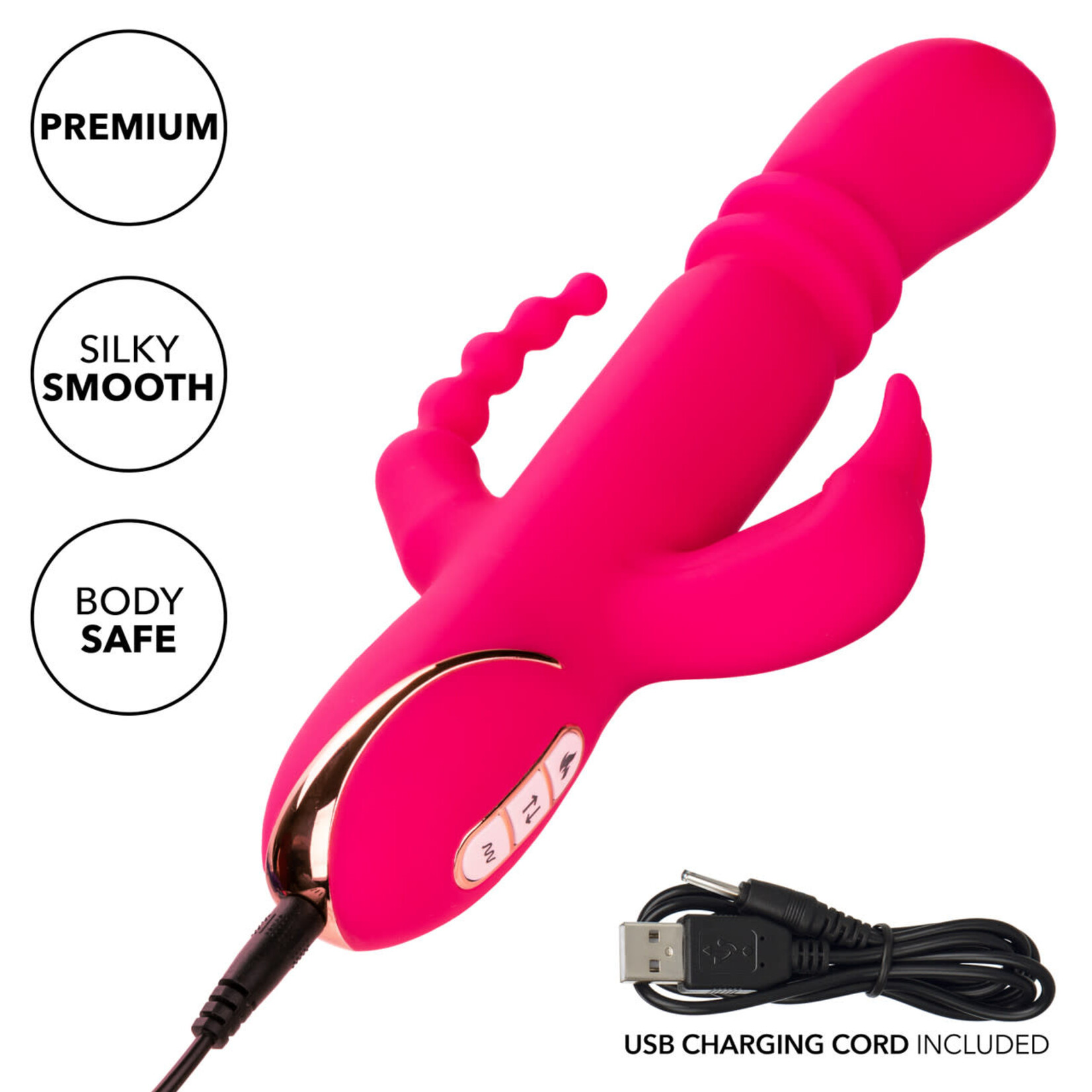 CalExotics Jack Rabbit Signature Heated Silicone Triple Fantasy Rabbit