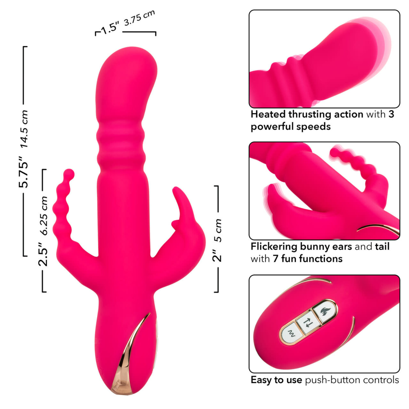 CalExotics Jack Rabbit Signature Heated Silicone Triple Fantasy Rabbit