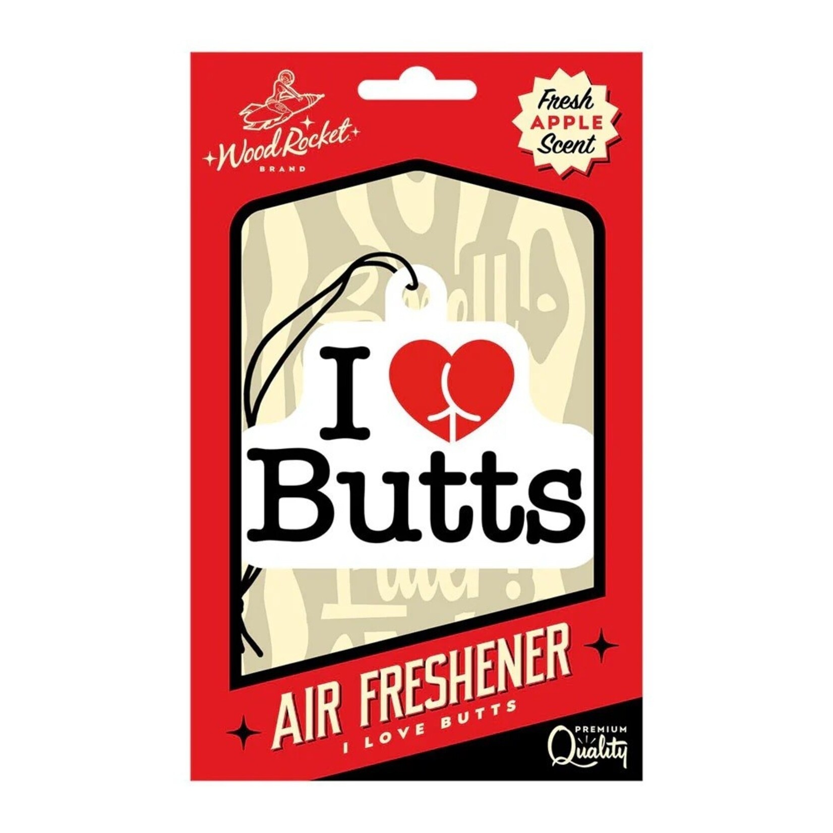 WoodRocket I Love Butts Fresh Apple Scent Air Freshener
