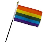Rainbow Pride 4" x 6" Stick Flag
