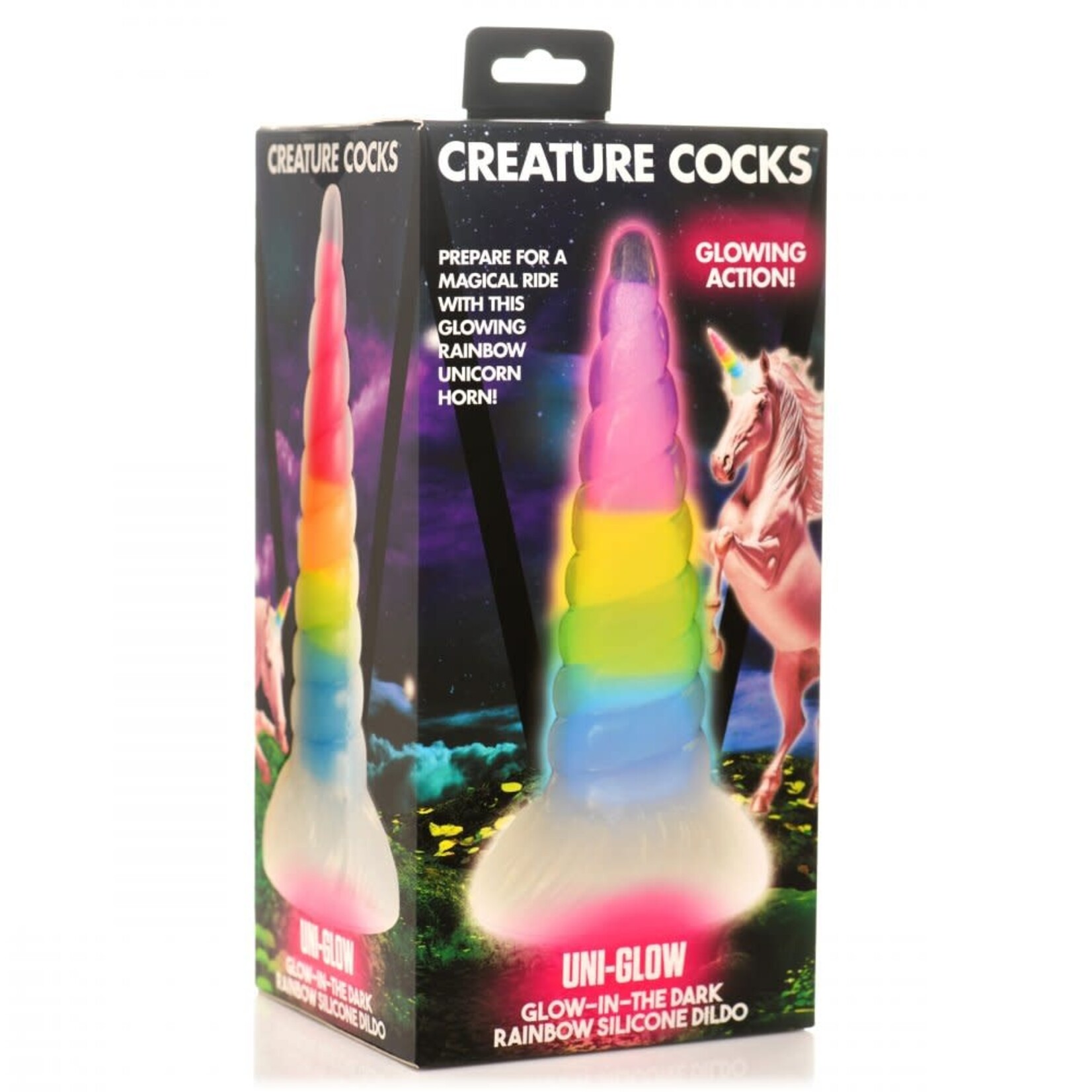 Creature Cocks Creature Cocks Uni-Glow Glow-In-The-Dark Rainbow Silicone Dildo