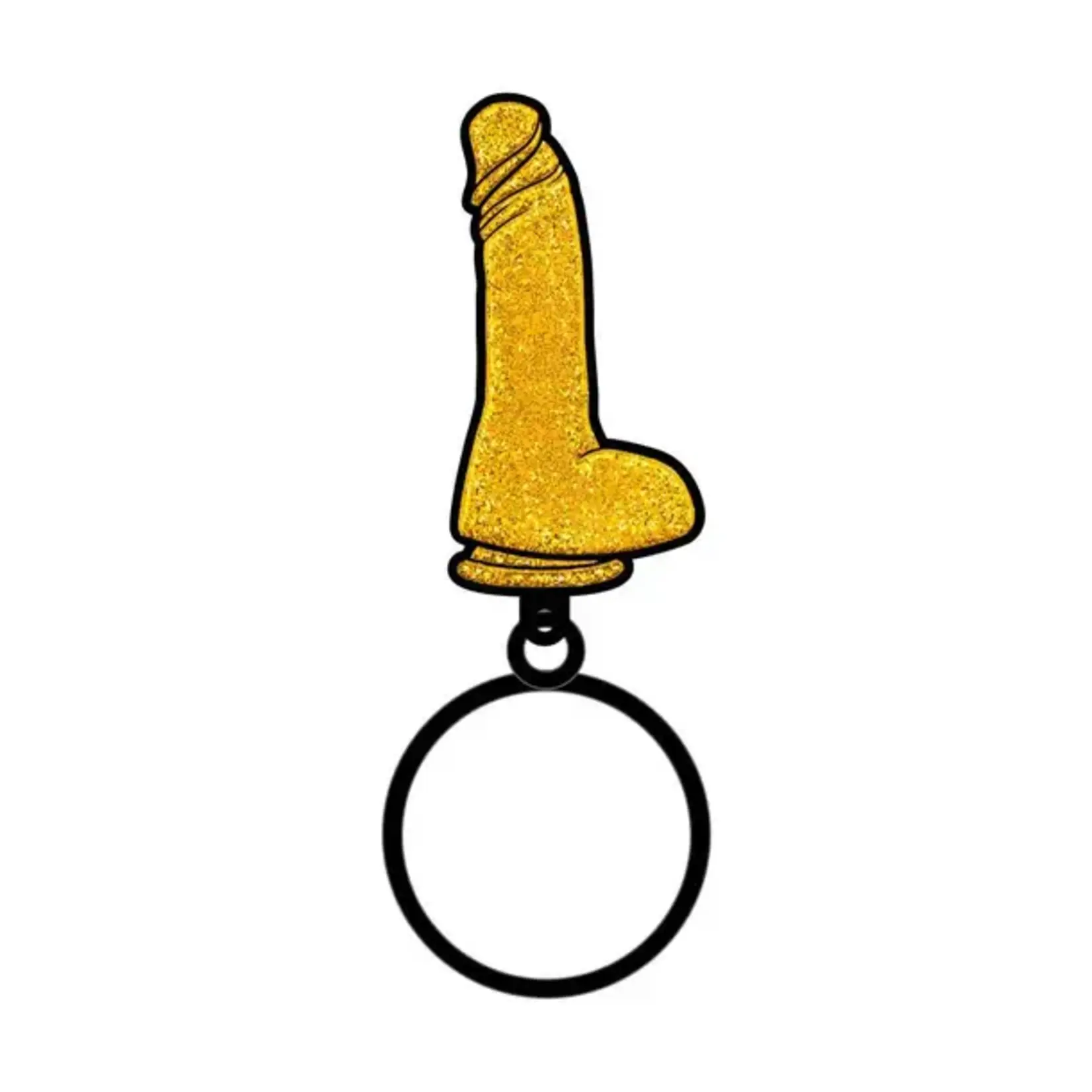 WoodRocket Gold Glitter Dildo Enamel Keychain