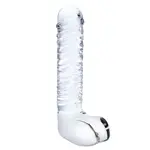 Gläs 8" Ribbed Glass G-Spot Dildo with Balls